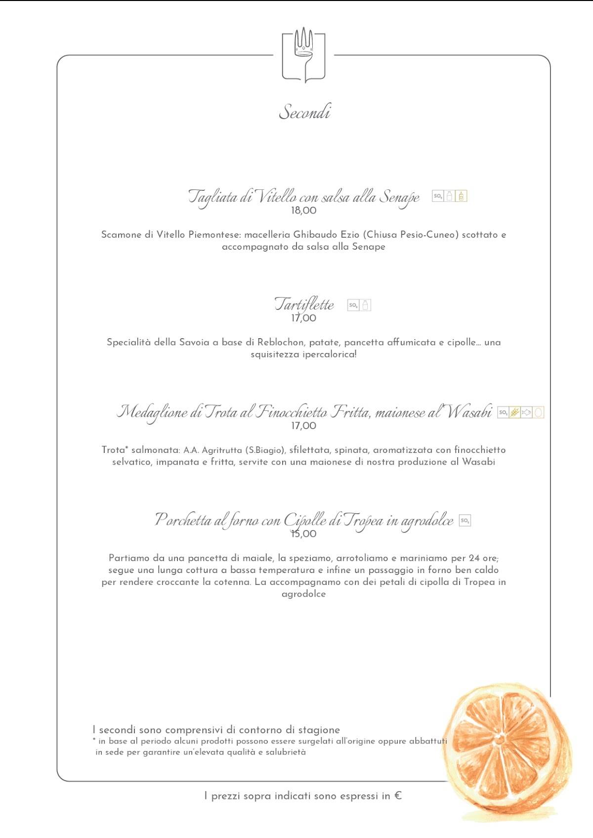 Menu di La Regia Fabbrica dei Gusti 