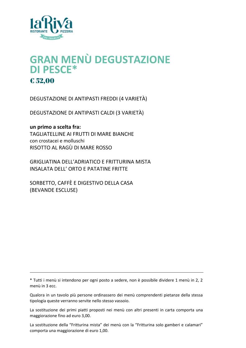 Menu di La Riva da Franco 