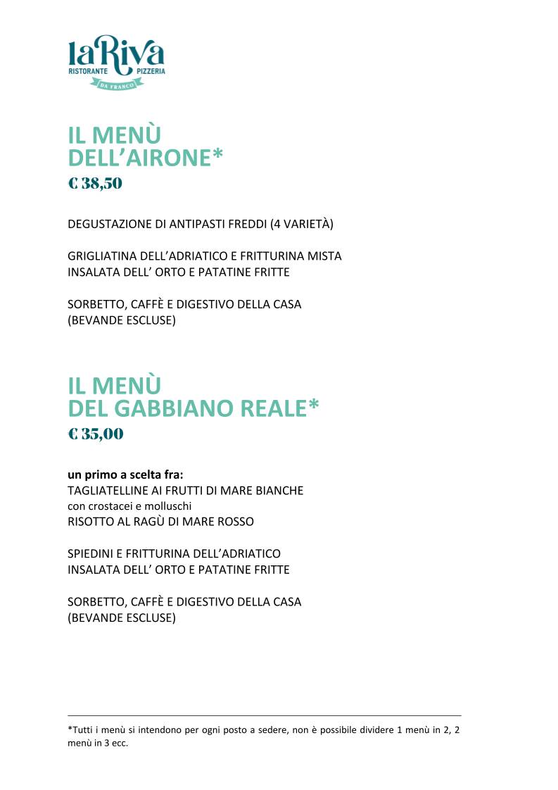 Menu di La Riva da Franco 