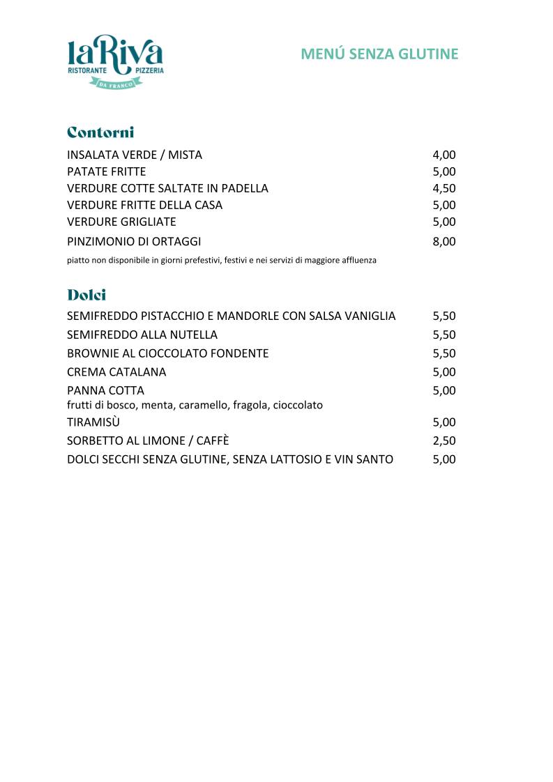 Menu di La Riva da Franco 