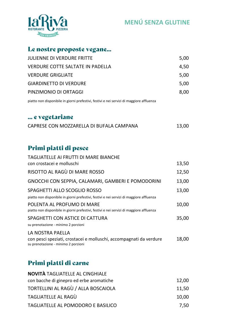 Menu di La Riva da Franco 