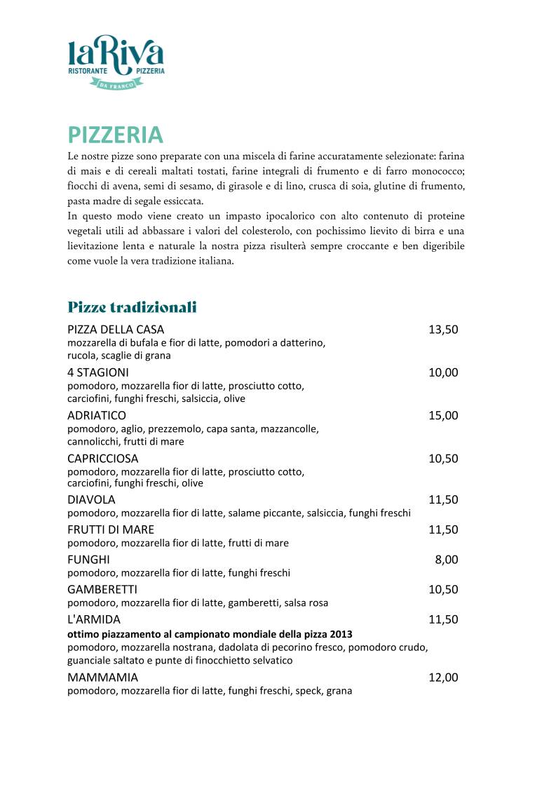 Menu di La Riva da Franco 