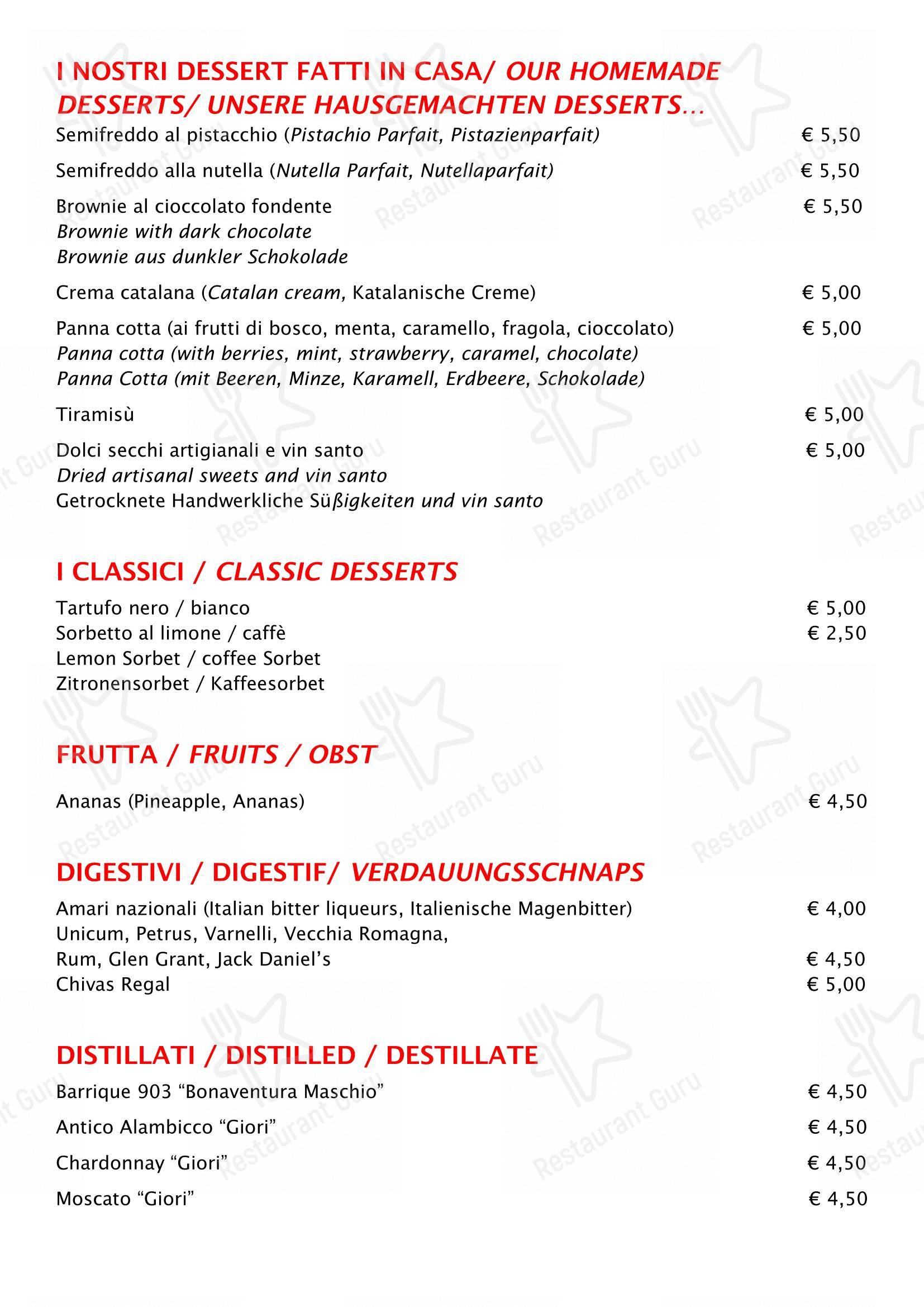 Коктейльная карта per La Riva da Franco pizzeria