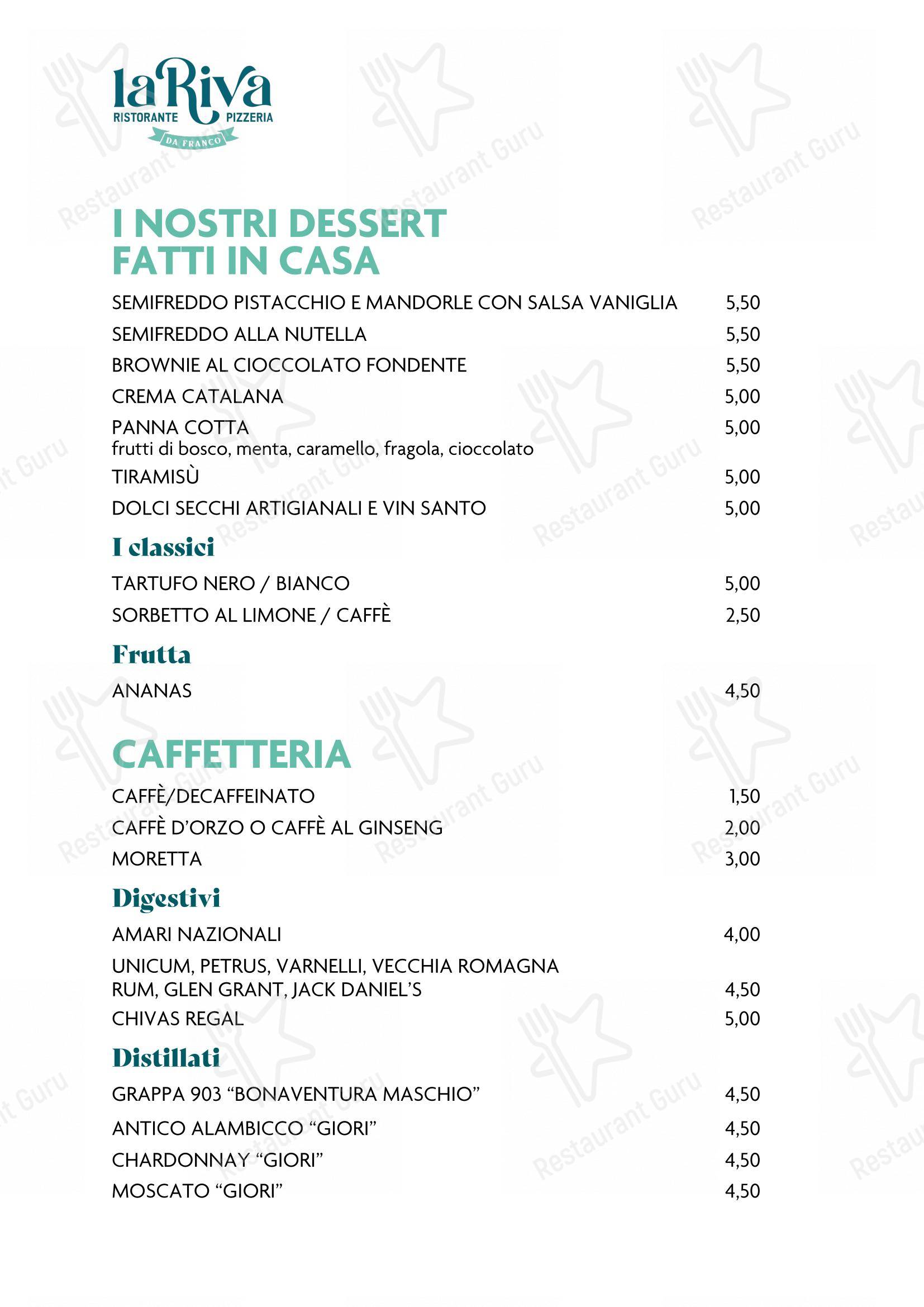 Menu bar per La Riva da Franco in Marotta