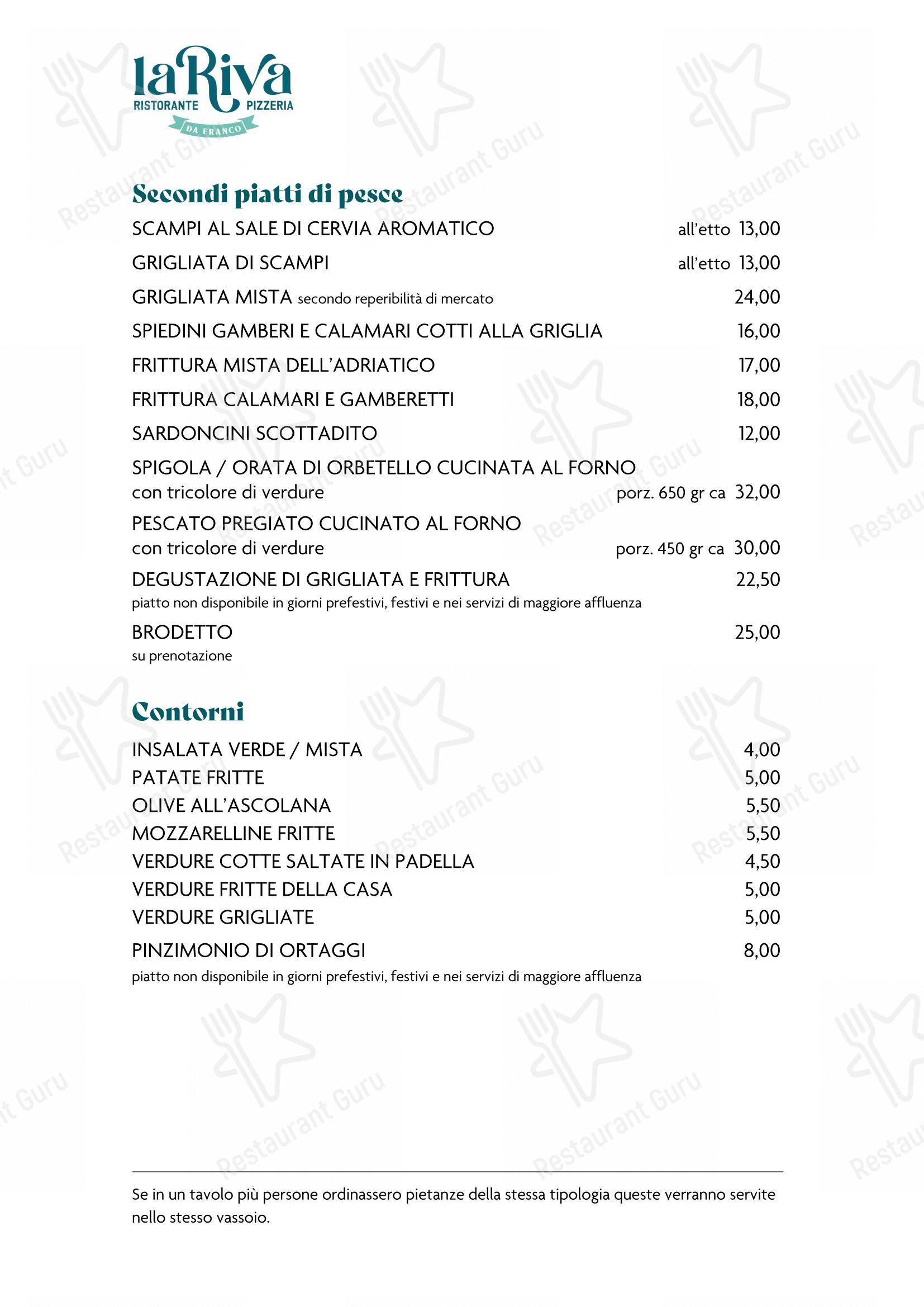 La Riva da Franco in Marotta - Menu bar