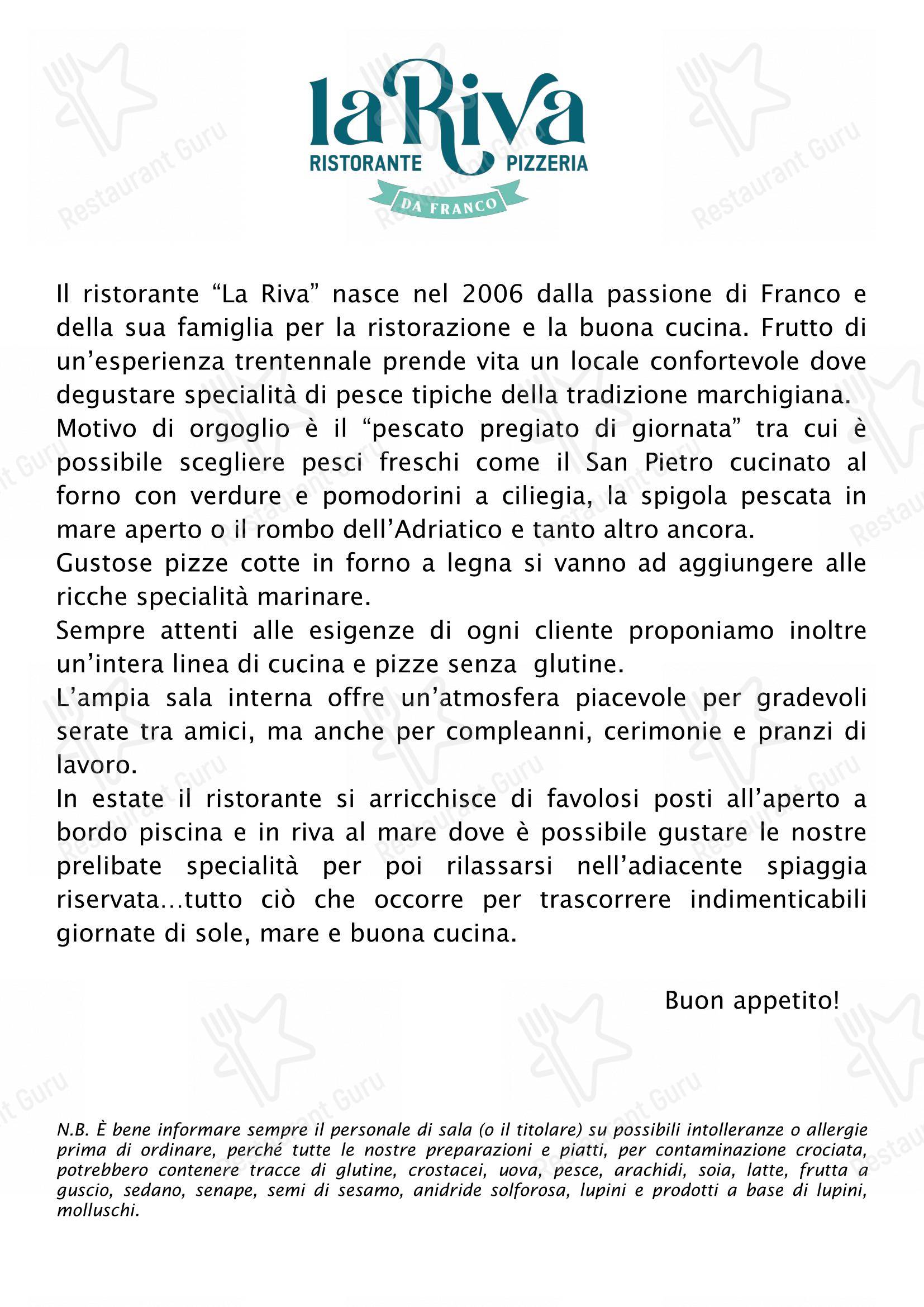 Коктейльная карта per La Riva da Franco pizzeria