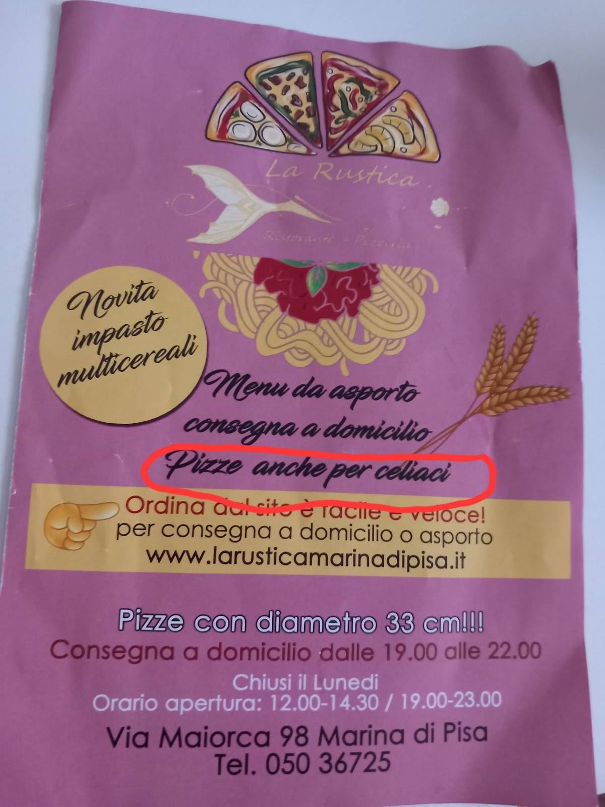 Menu di Ristorante pizzeria La Rustica 