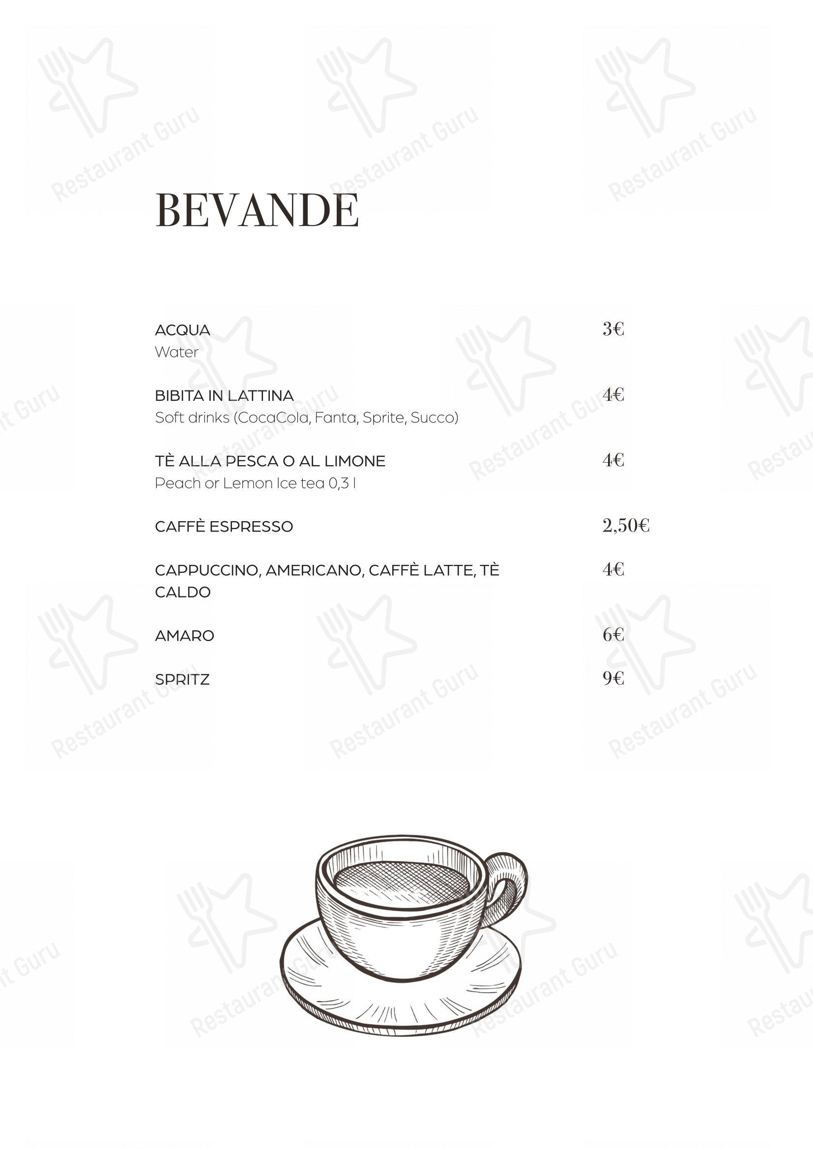 Menu per La Soffitta Renovatio in Roma