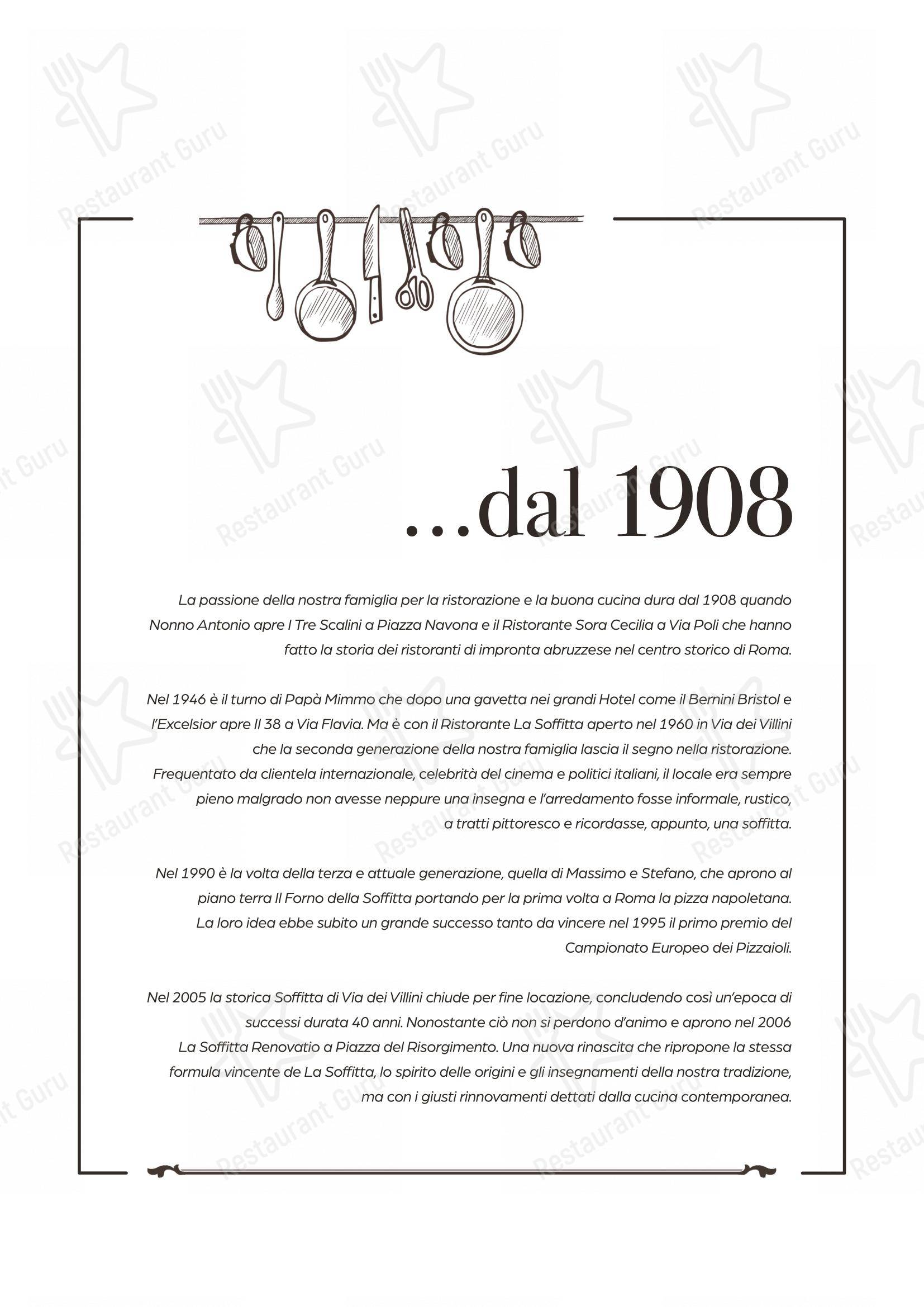 Menu per La Soffitta Renovatio pizzeria