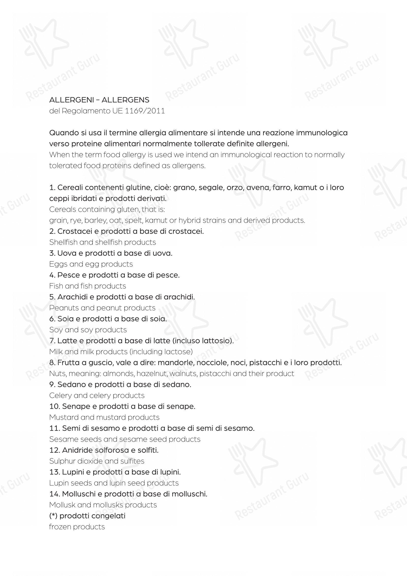 Menu per La Soffitta Renovatio in Roma