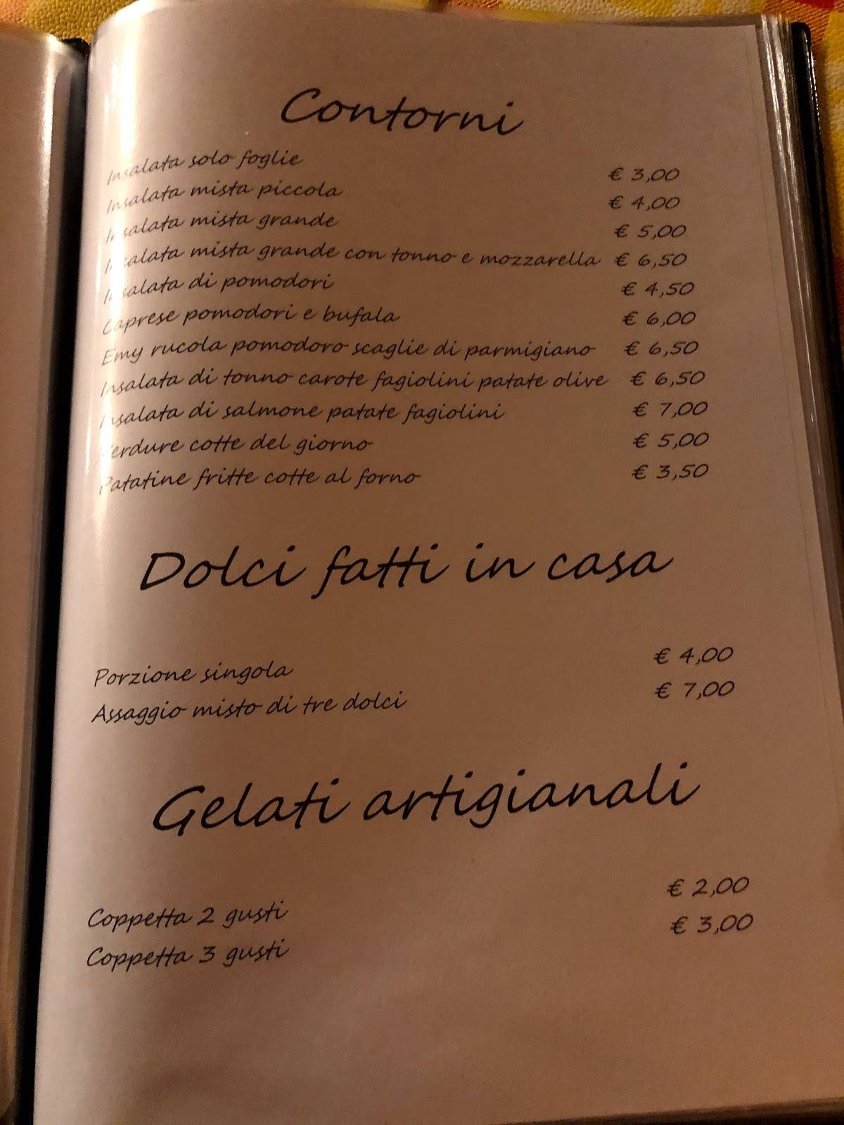 Menu di La Spada nella Rocca 