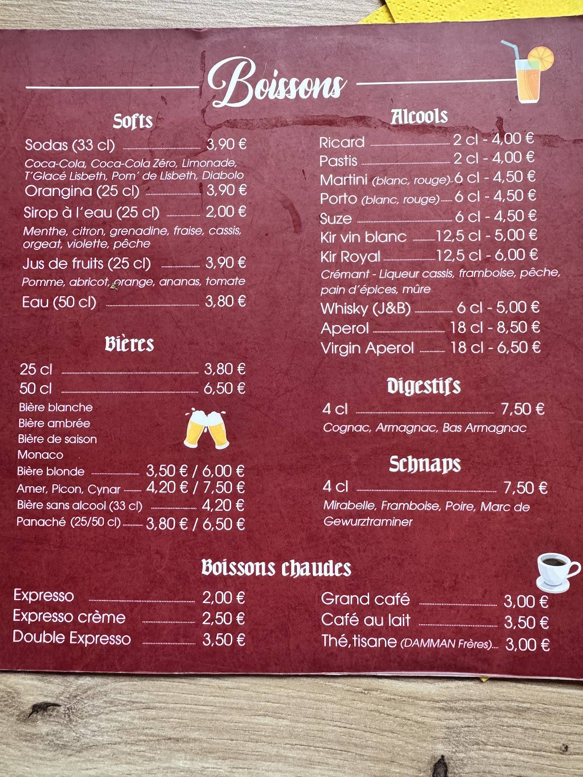 Menu de La Stub