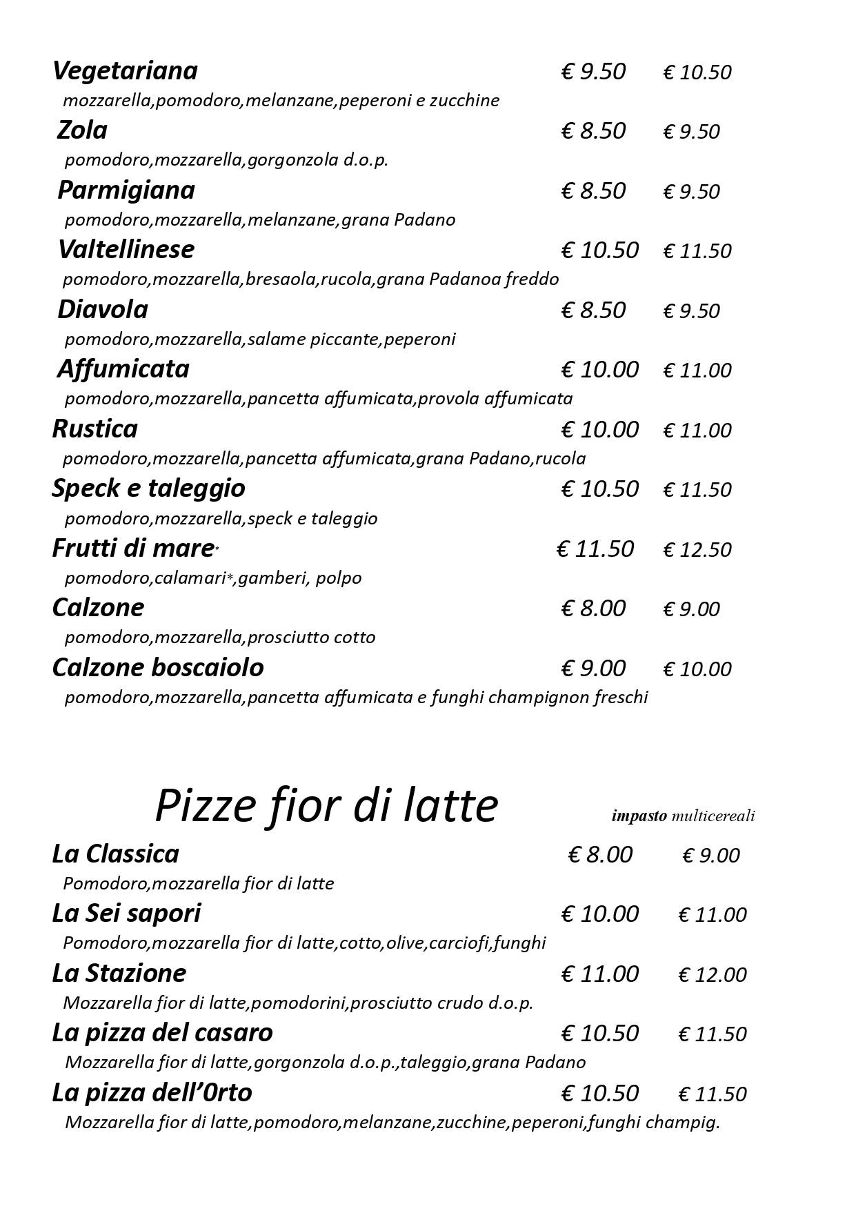 Menu Da Ristorante La Vecchia Stazione, Binasco