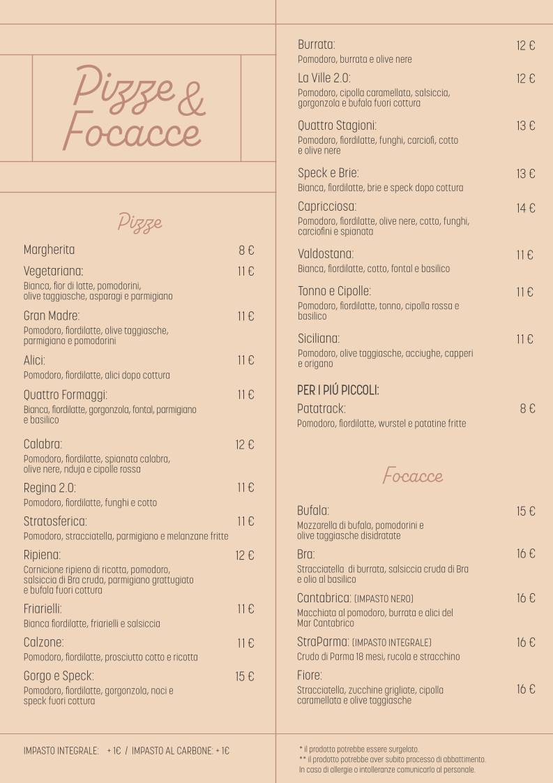 Menu di La Ville 