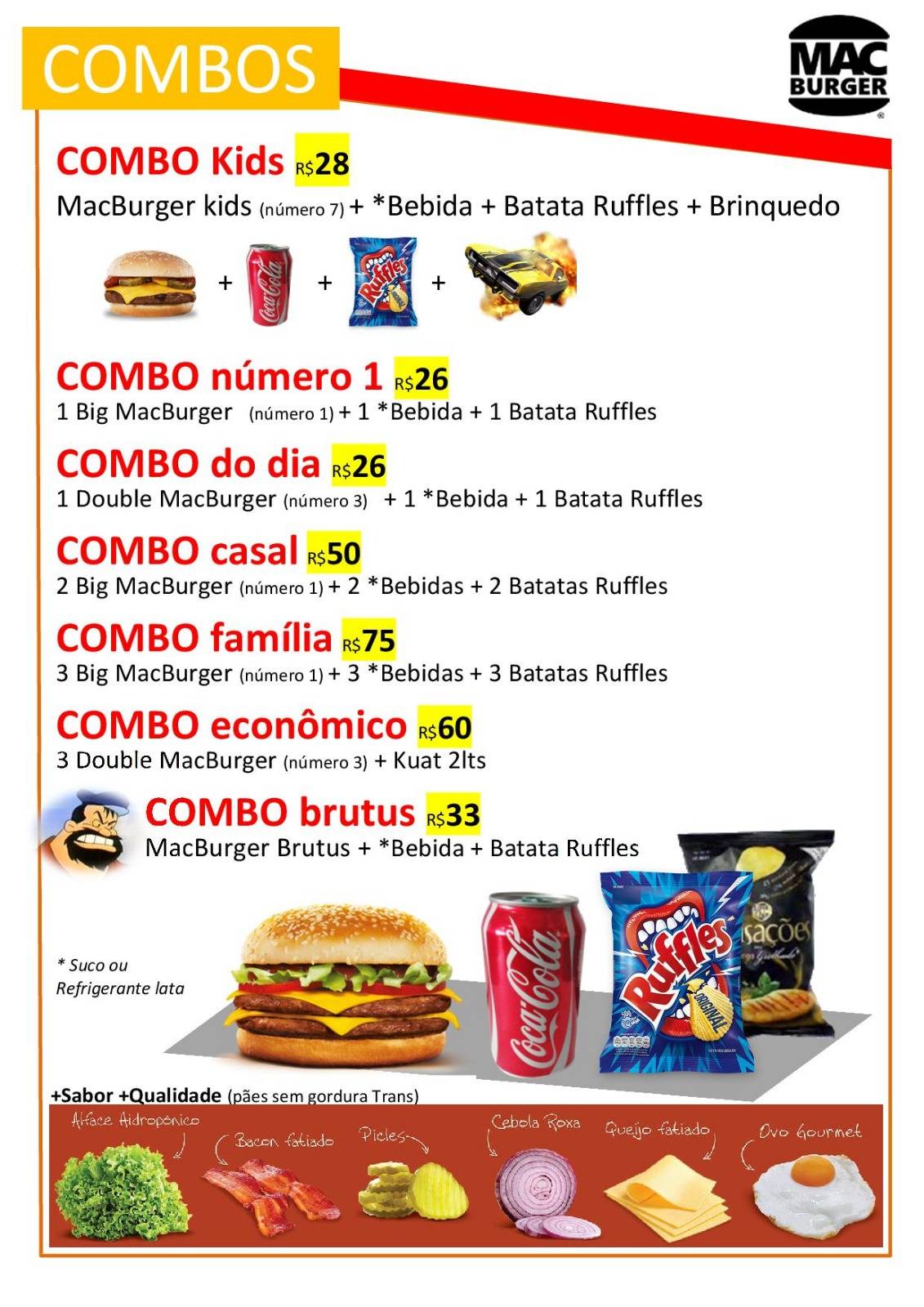 MacBurger Sabará MG cardápio