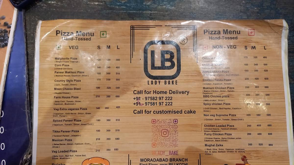 Lady Bake menu