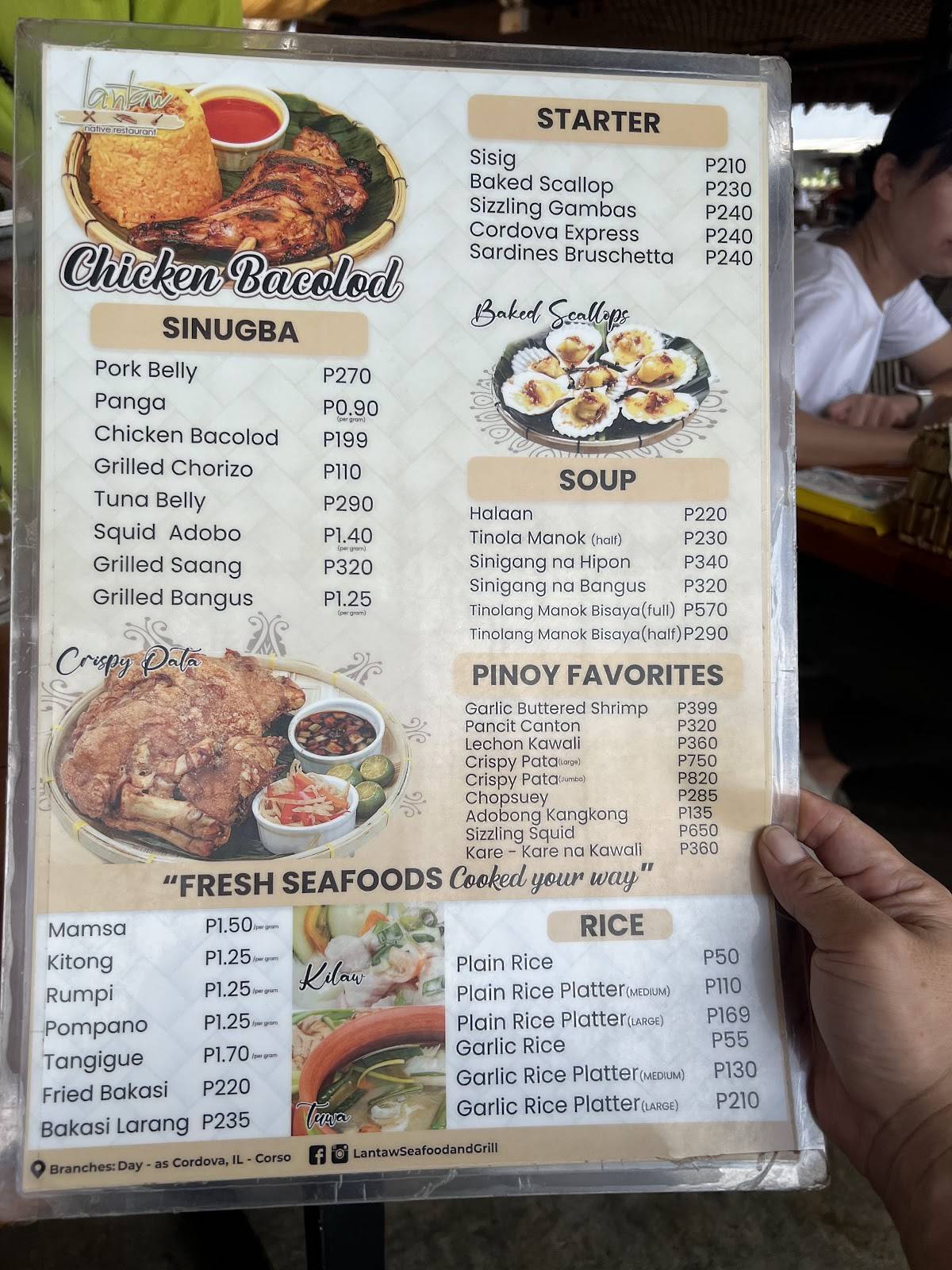 Menu at Lantaw Native Restaurant - Cordova, Cebu City
