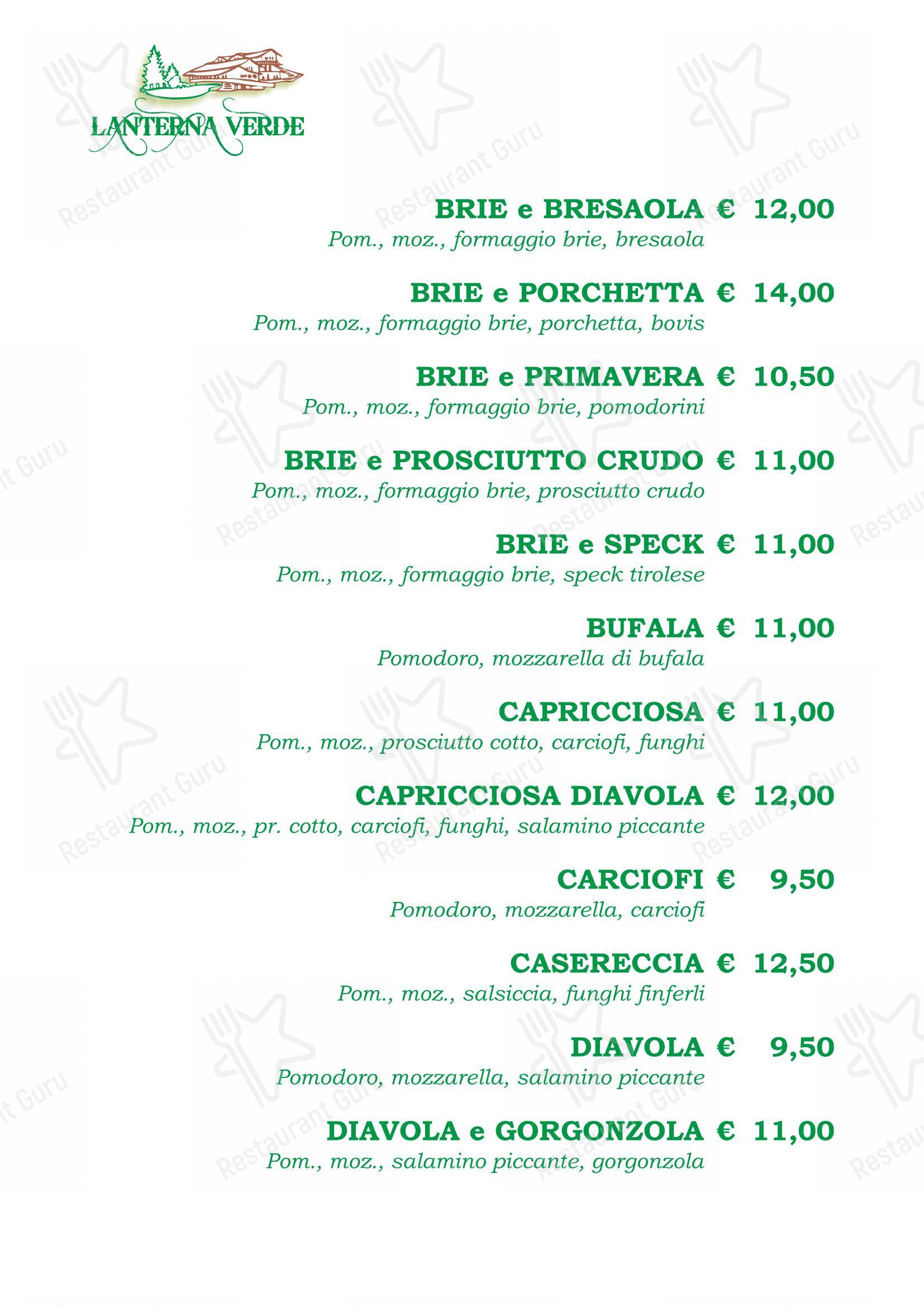 Menu per Lanterna Verde pub & bar
