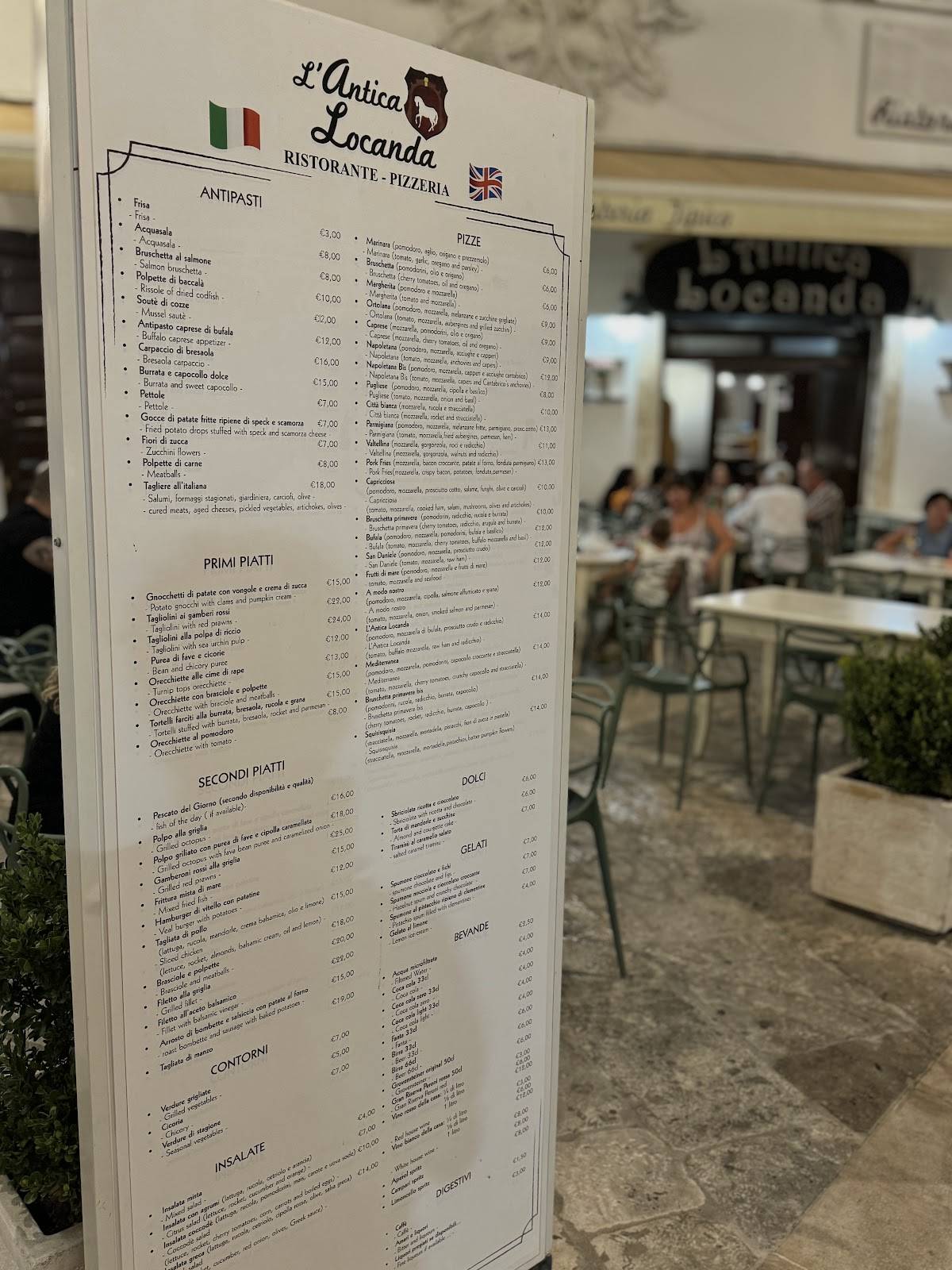 Menu di Ristorante pizzeria "L'antica locanda" 