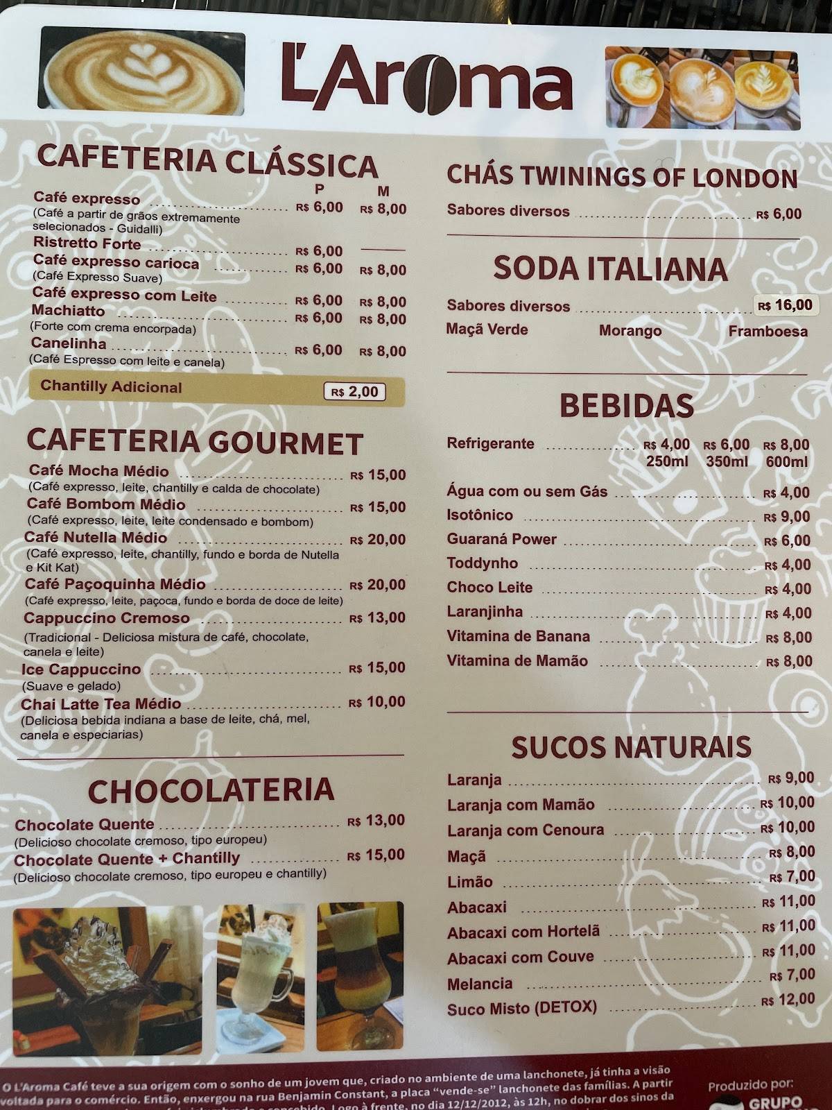 L'aroma Café cardápio