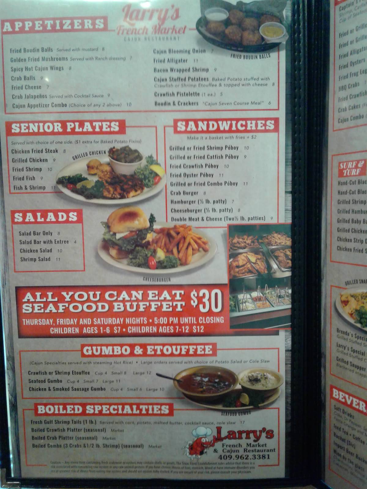 Menu at Larry & Rita's Mexican Cajun Bar & Grill, Groves