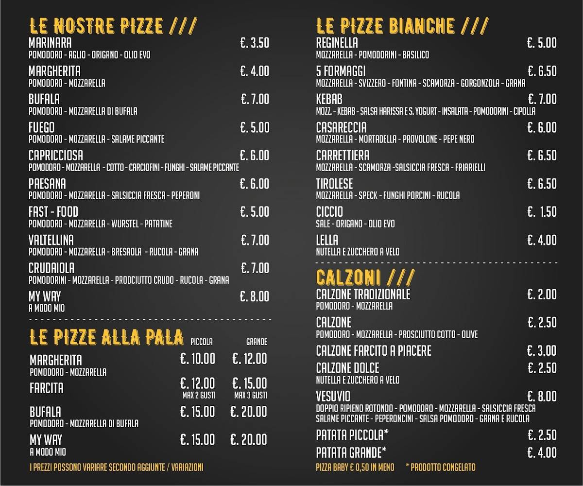 Menu di Pizzeria My Way 