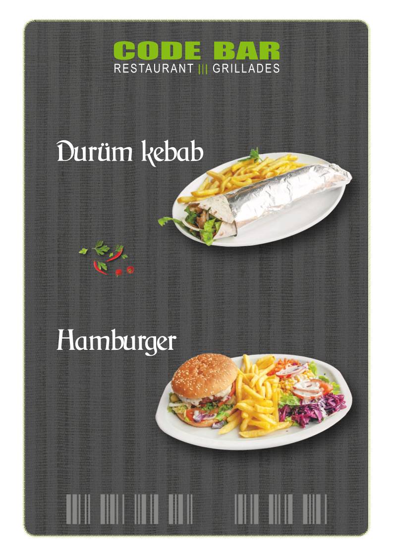 Menu de Code Bar- kebab pizza & Lausanne gare