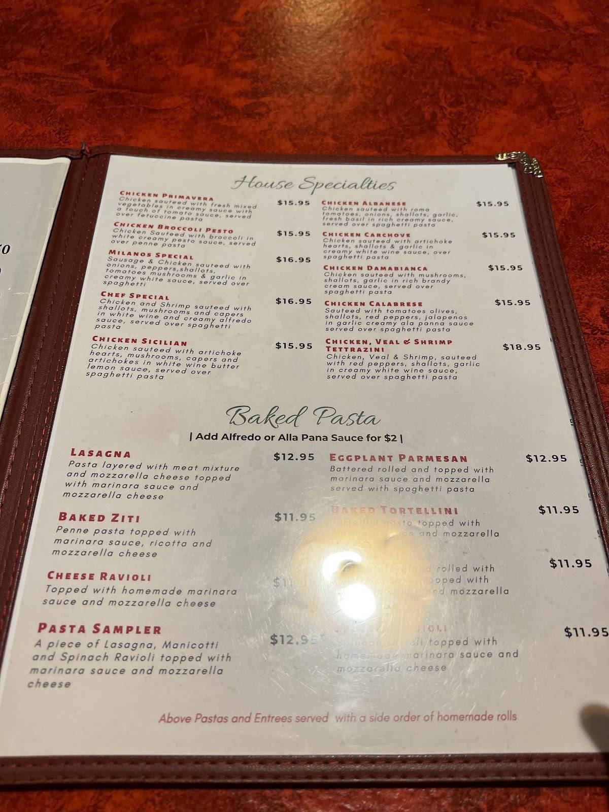 Menu at Milano's Italian Restaurant, Lawton