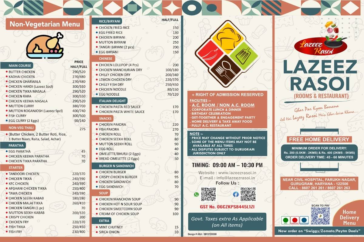 Lazeez Rasoi menu