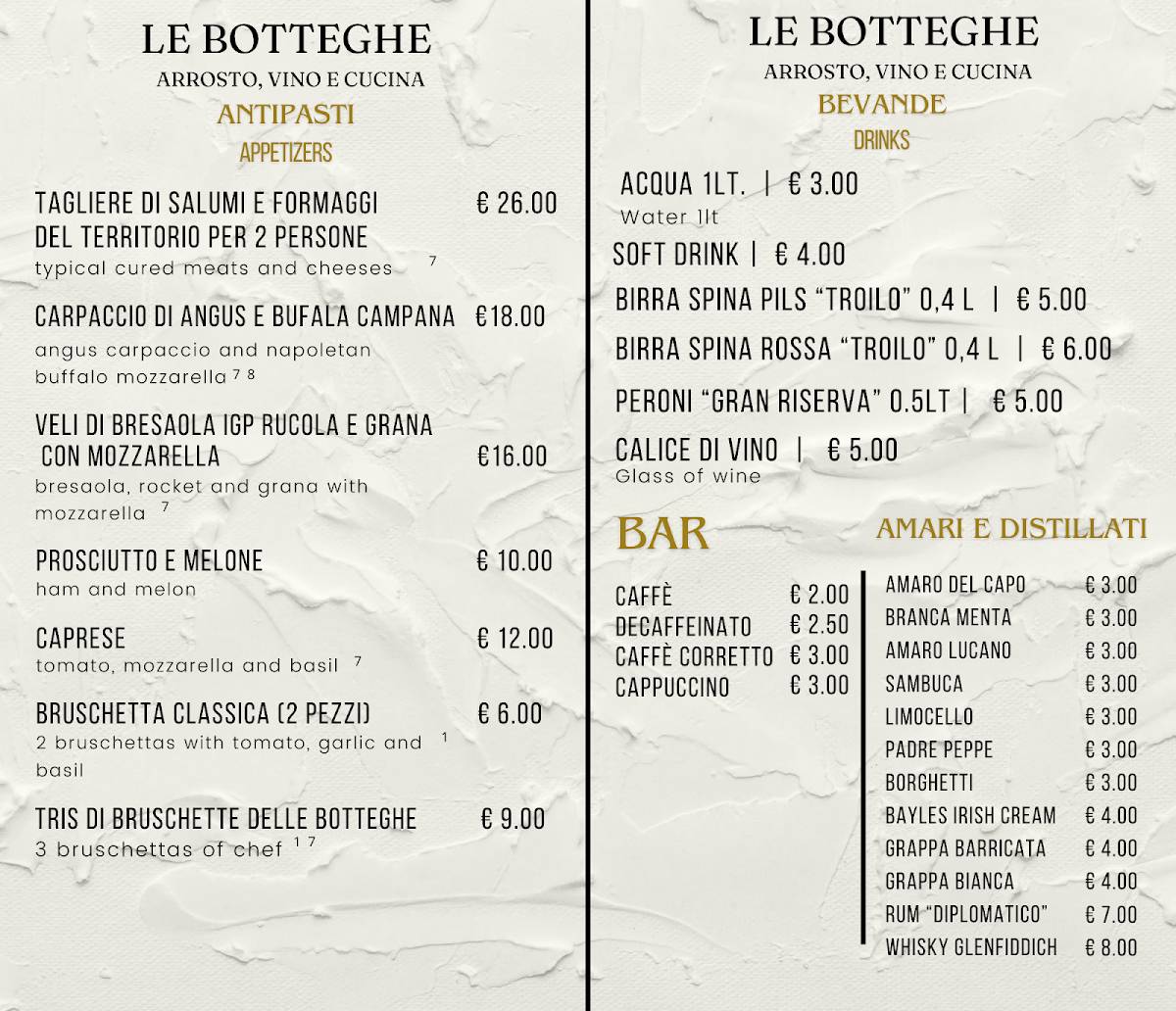 Menu di Le Botteghe Nuova Gestione 