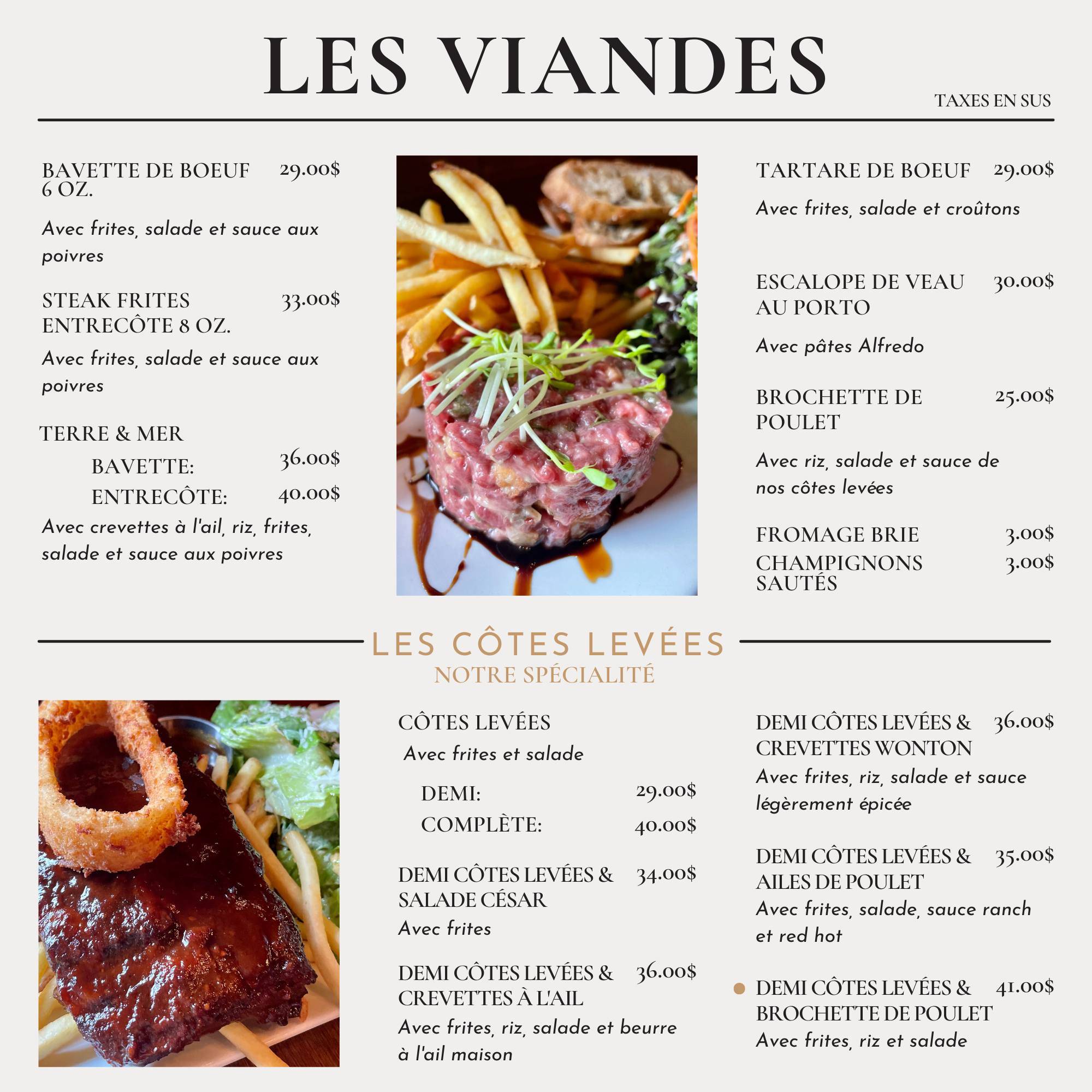 Menu de Le Calvados Restaurant Pub