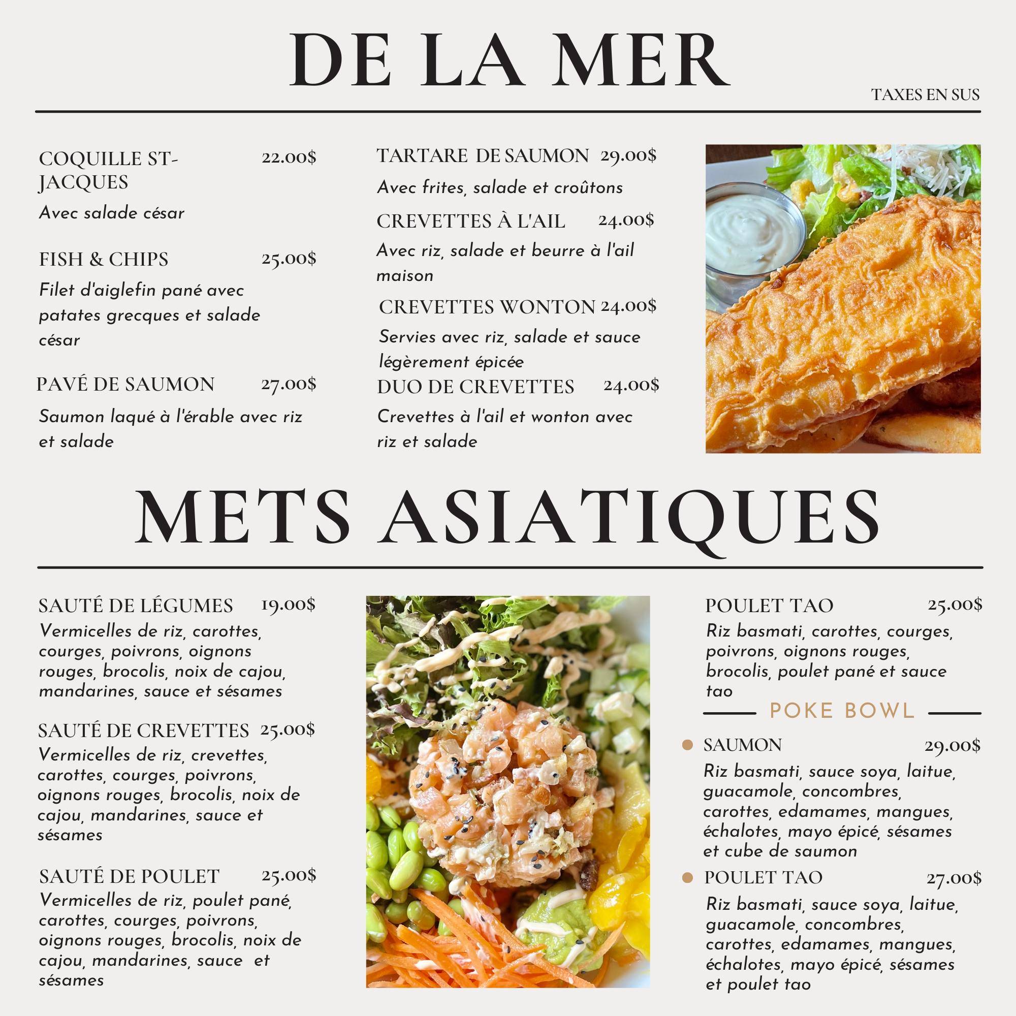 Menu de Le Calvados Restaurant Pub