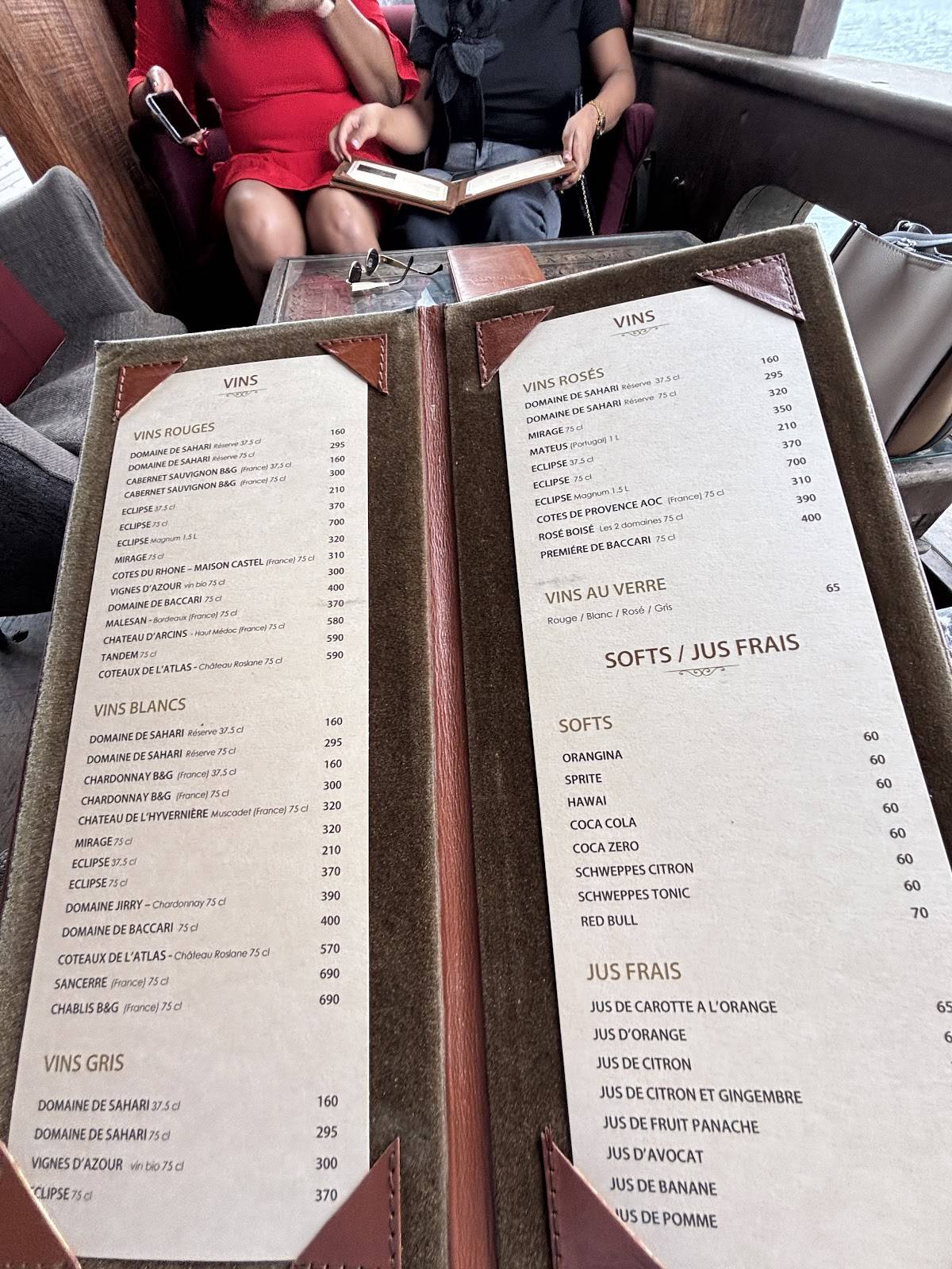 Menu de Le Dhow : Restaurant Lounge Club