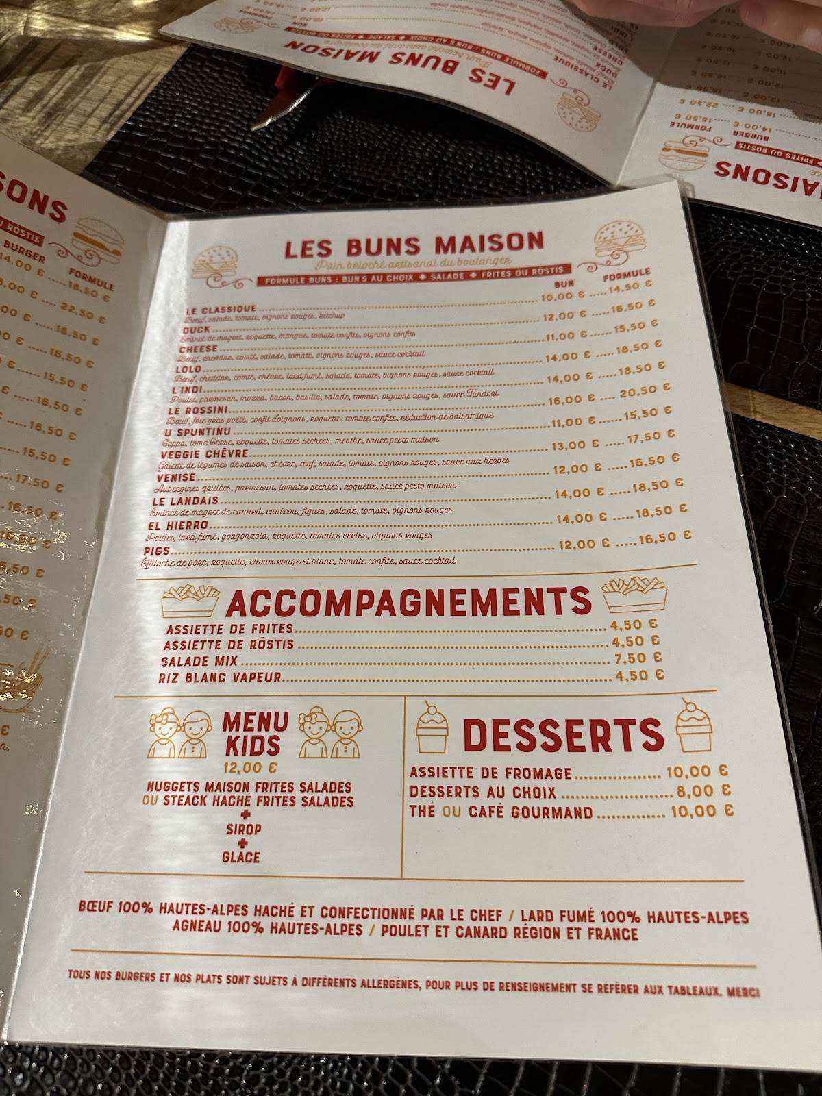 Menu de Le Kazdal