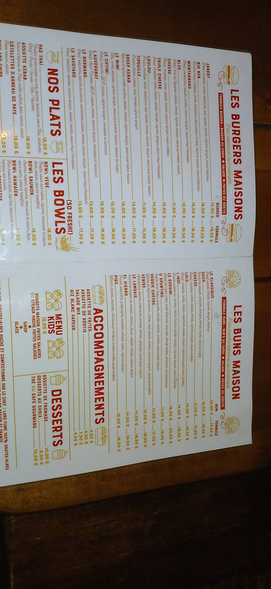 Menu de Le Kazdal
