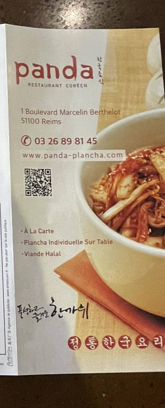 Menu de Le Panda
