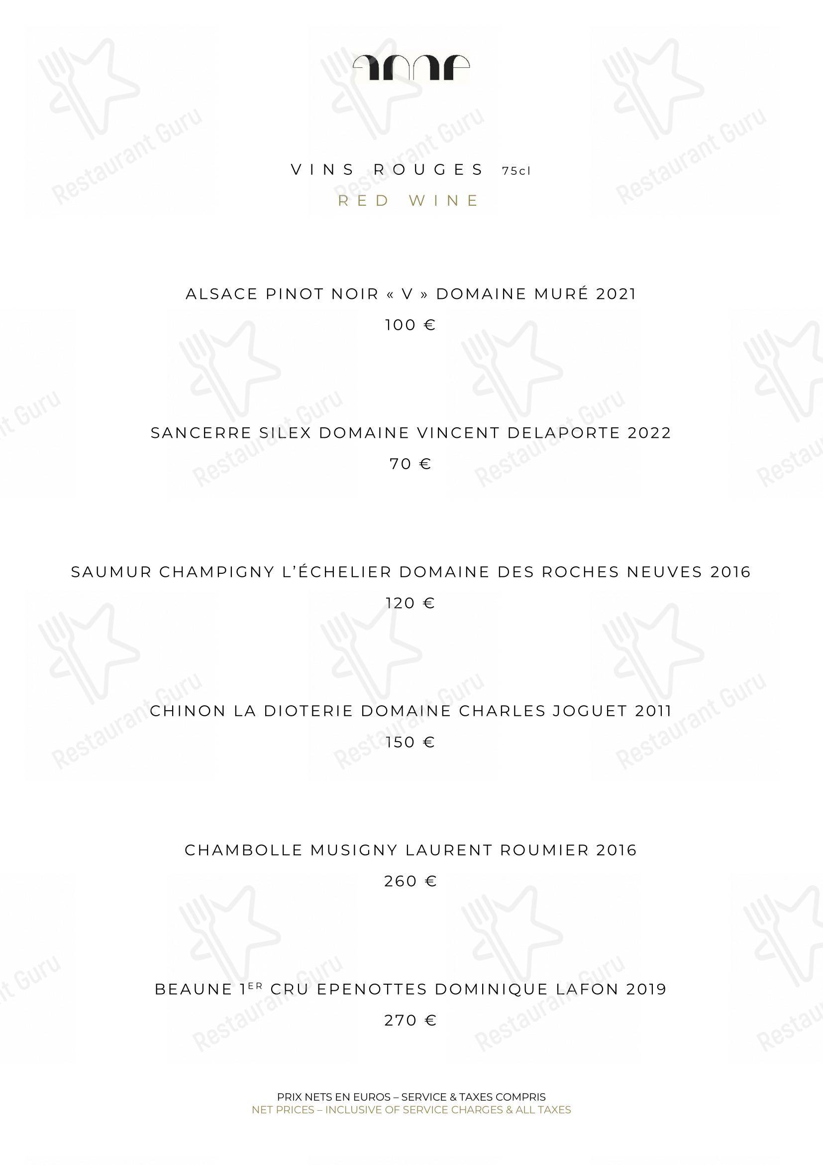 Le Pavillon de la Reine dans Paris - Dinner Menu