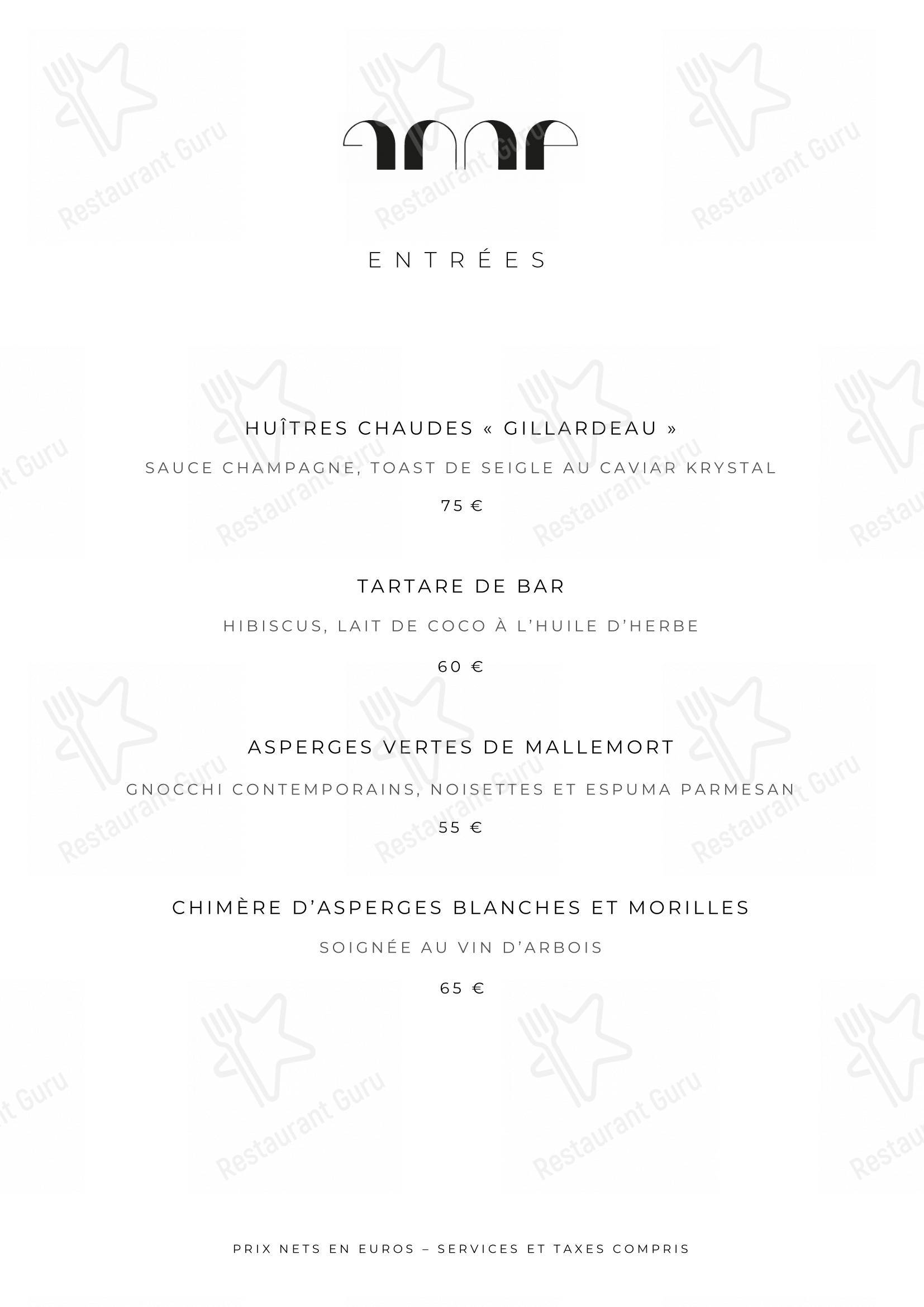 Menu pour Le Pavillon de la Reine - Крафт меню