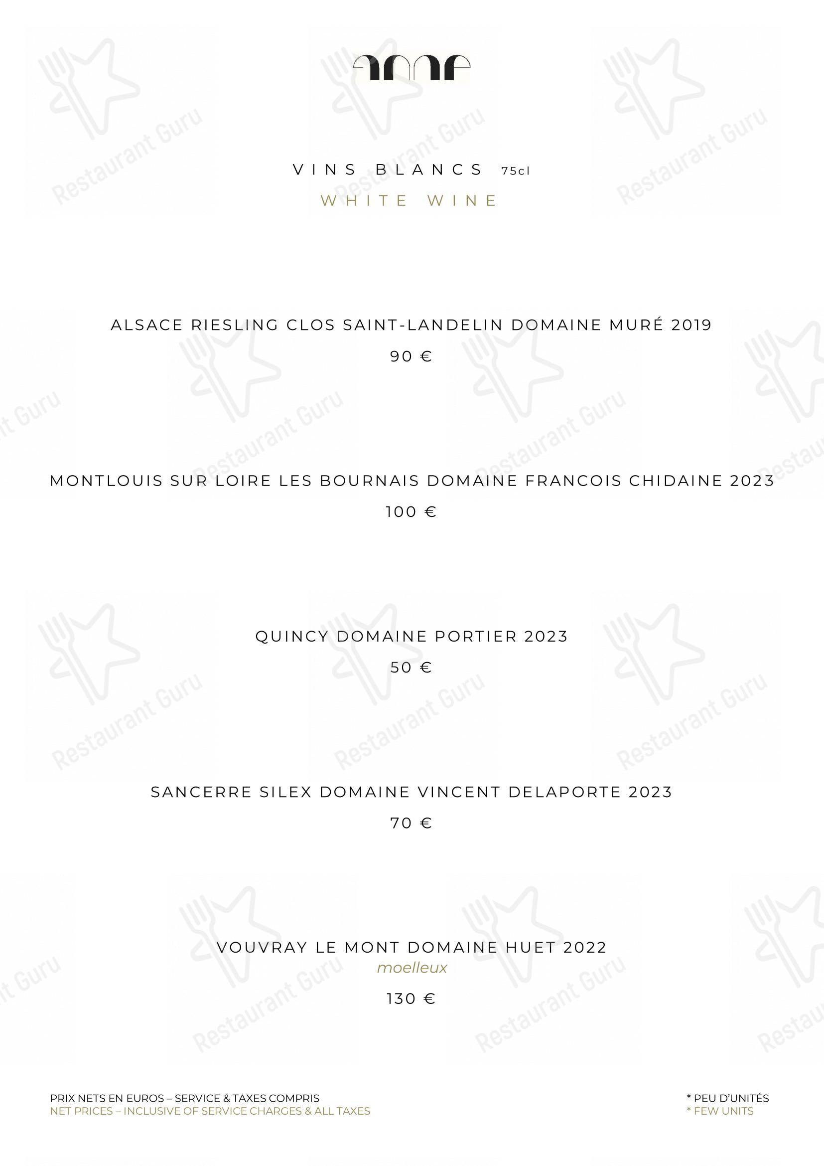 Menu pour Le Pavillon de la Reine - Takeaway Menu