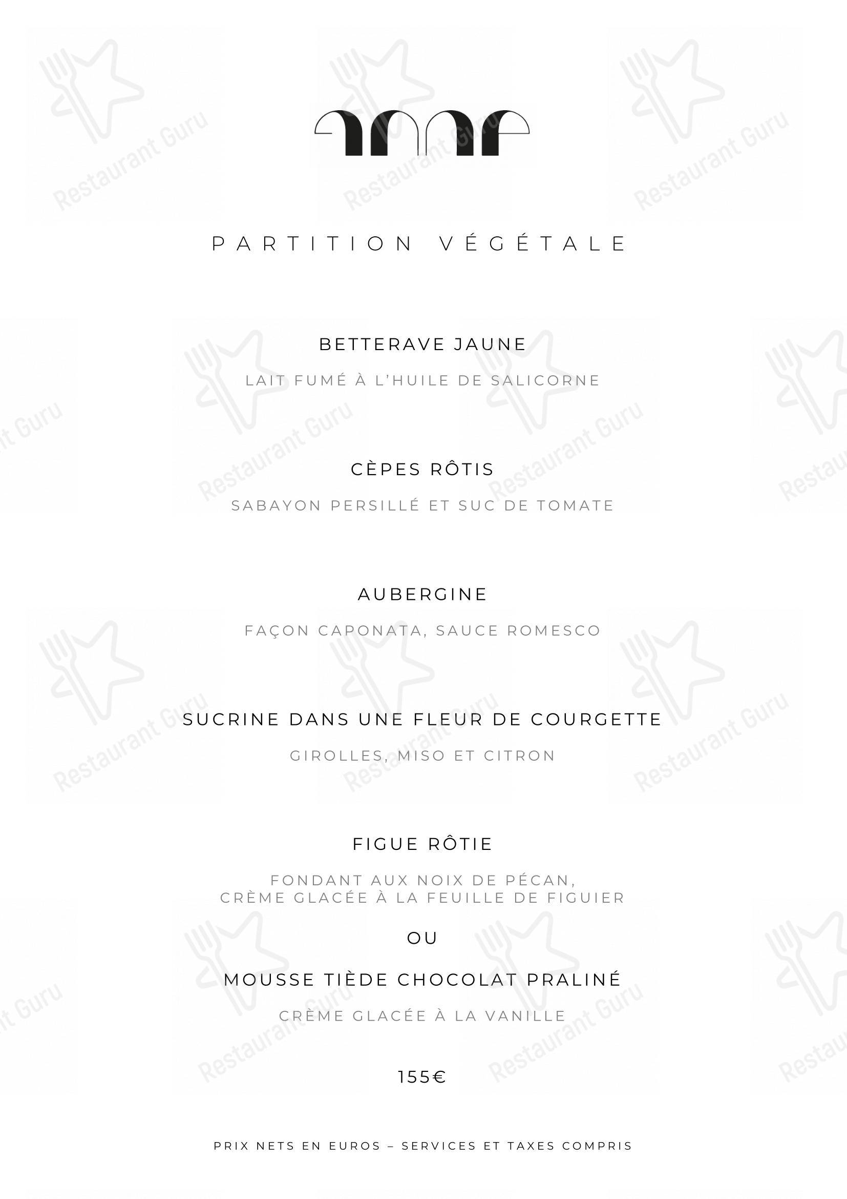 Le Pavillon de la Reine dans Paris - Lunch Menu
