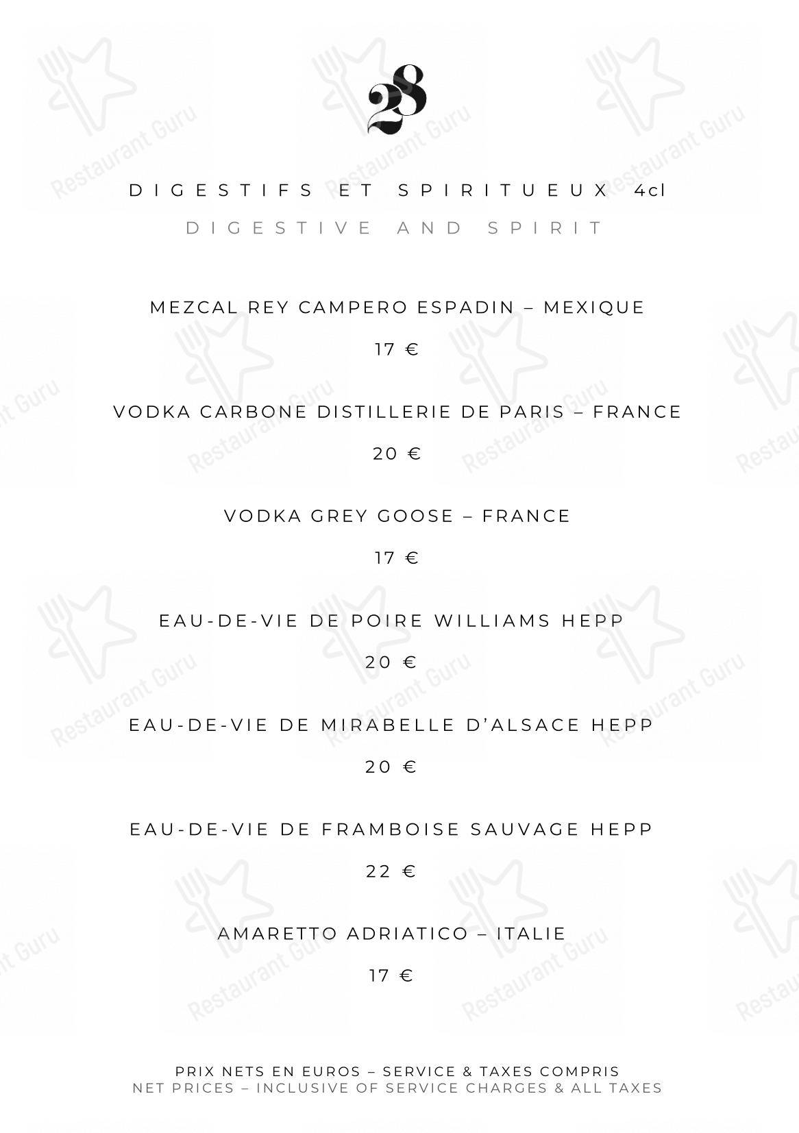 Menu pour Le Pavillon de la Reine - Детское