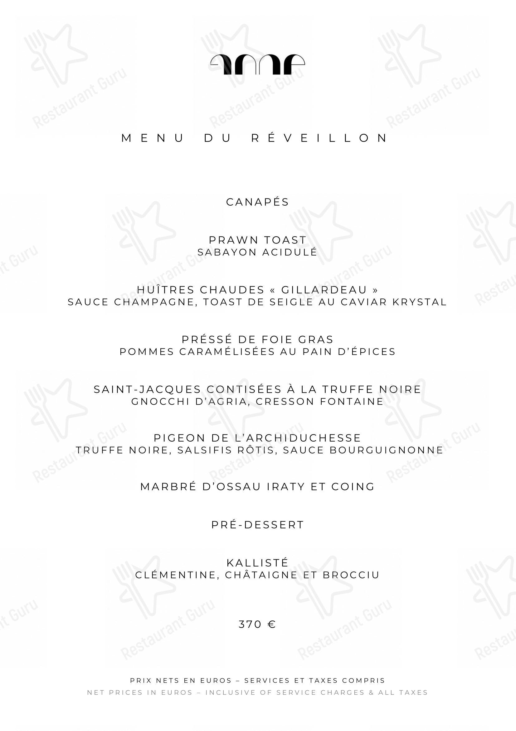At Home Catering Menu pour Le Pavillon de la Reine dans Paris