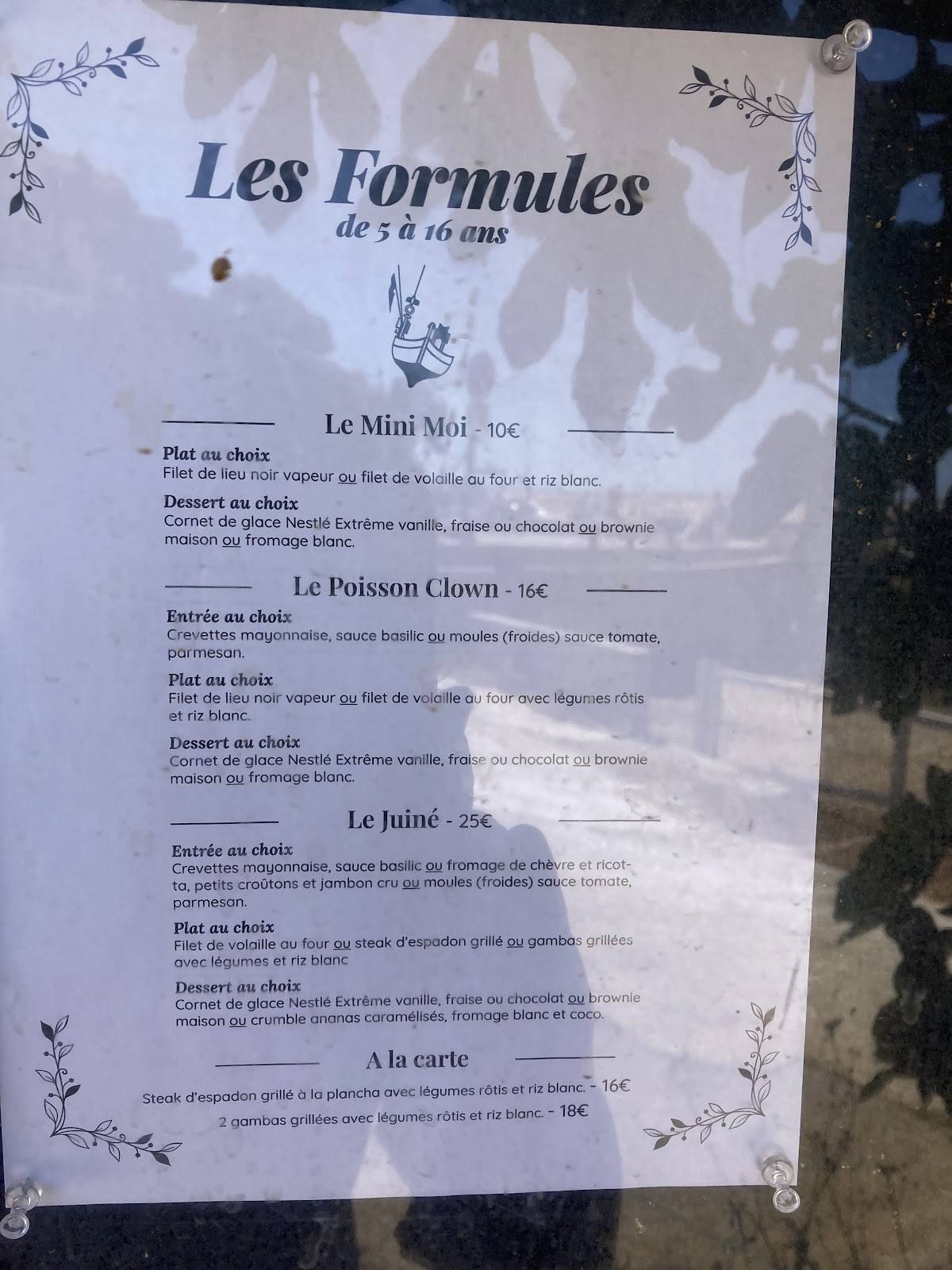 Menu de Le Poisson Rouge - restaurant Giens