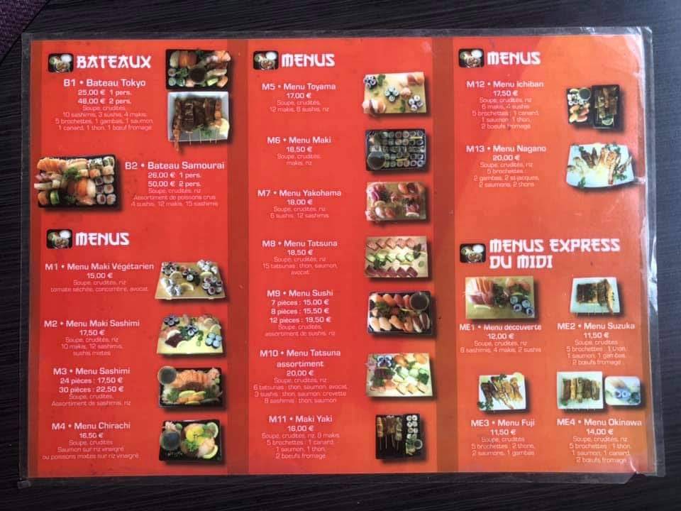 Menu de Le Samouraï Périgueux