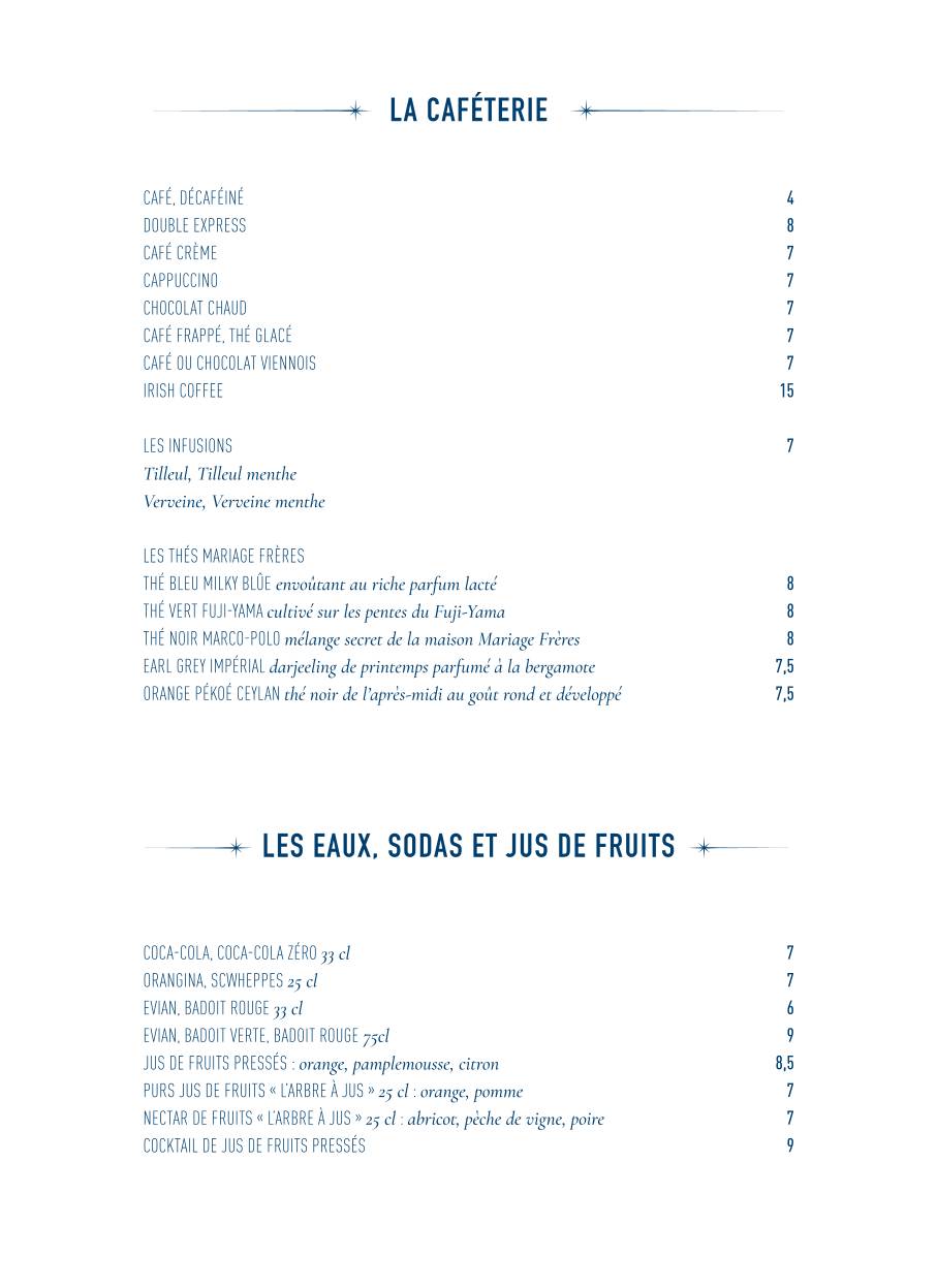 Menu de Le Stella
