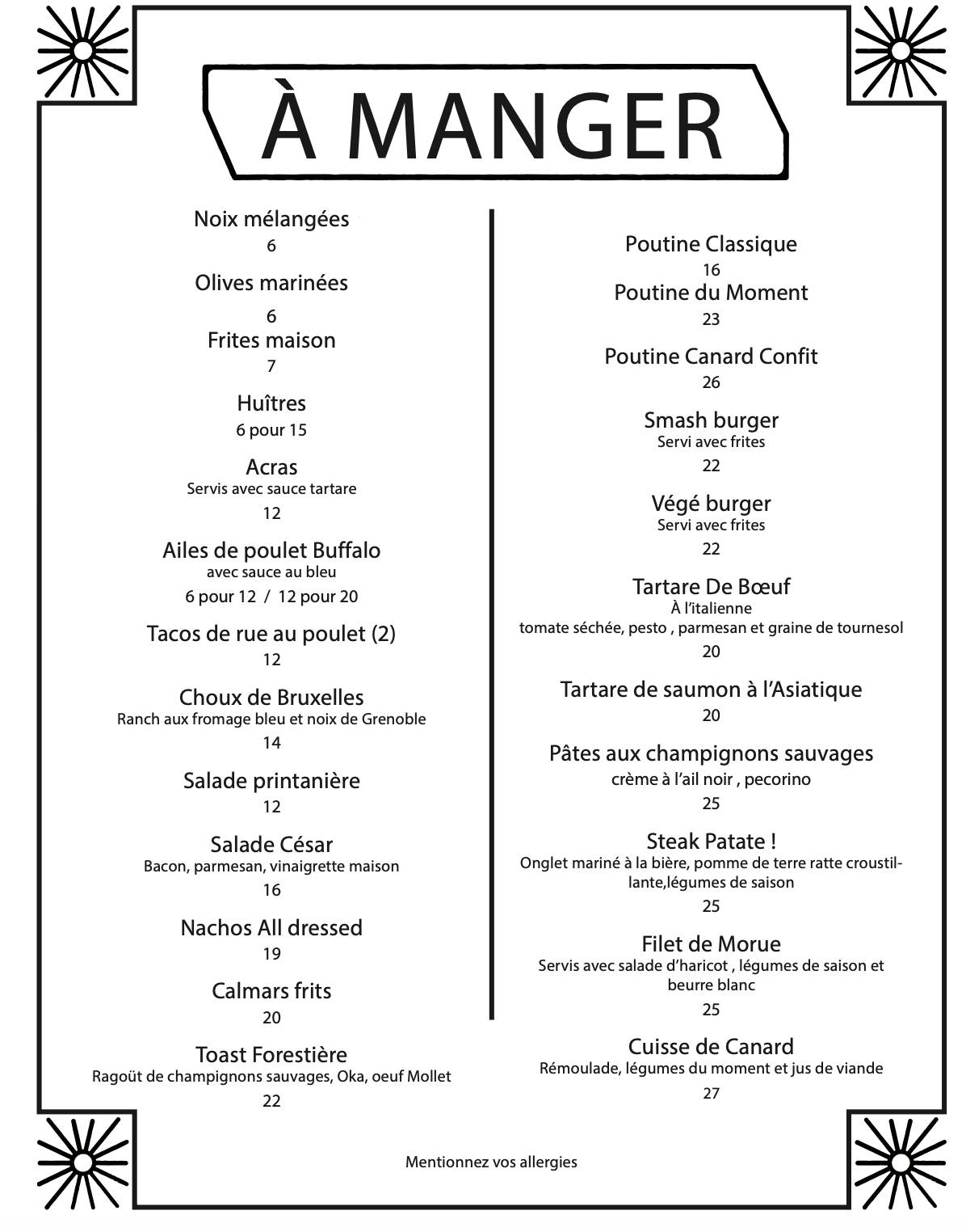 Menu de Le Terminal
