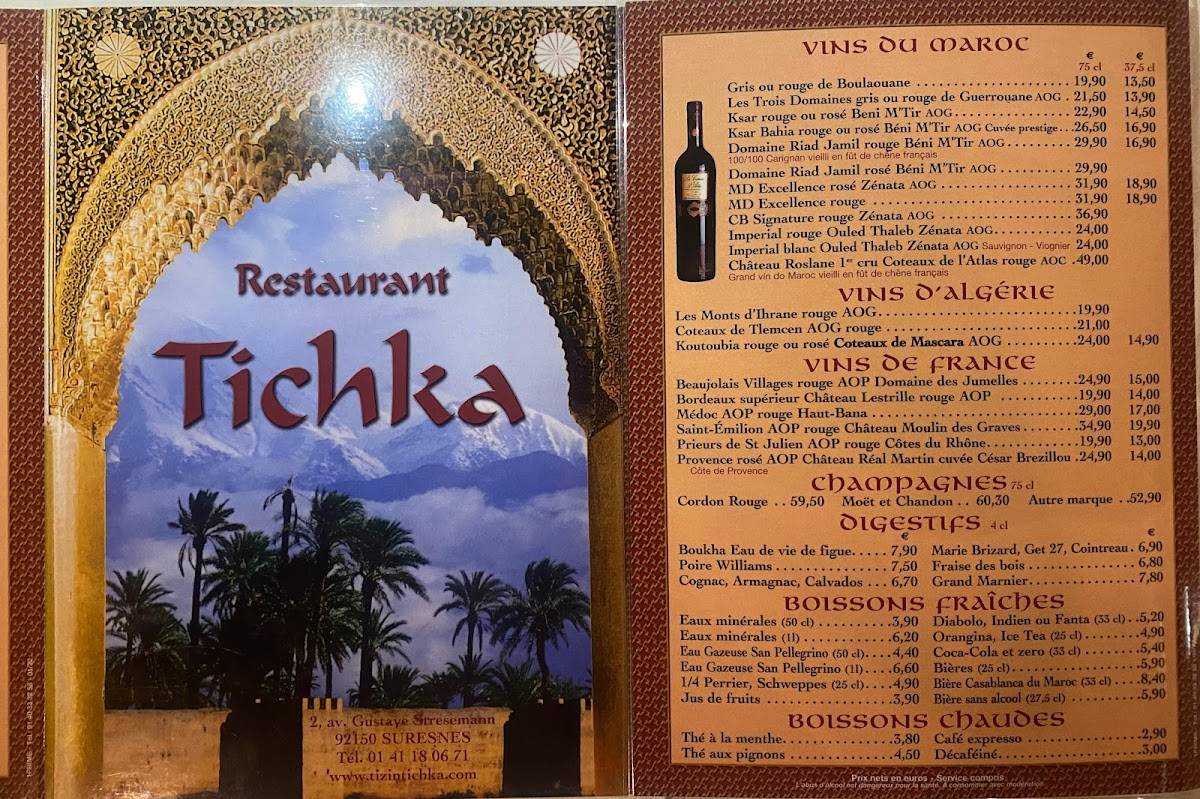 Menu de Le Tichka