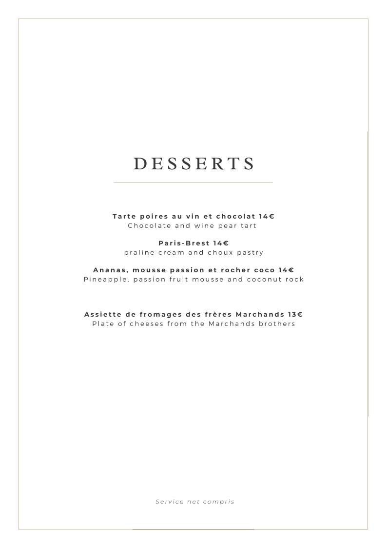 Menu de Le V-Four