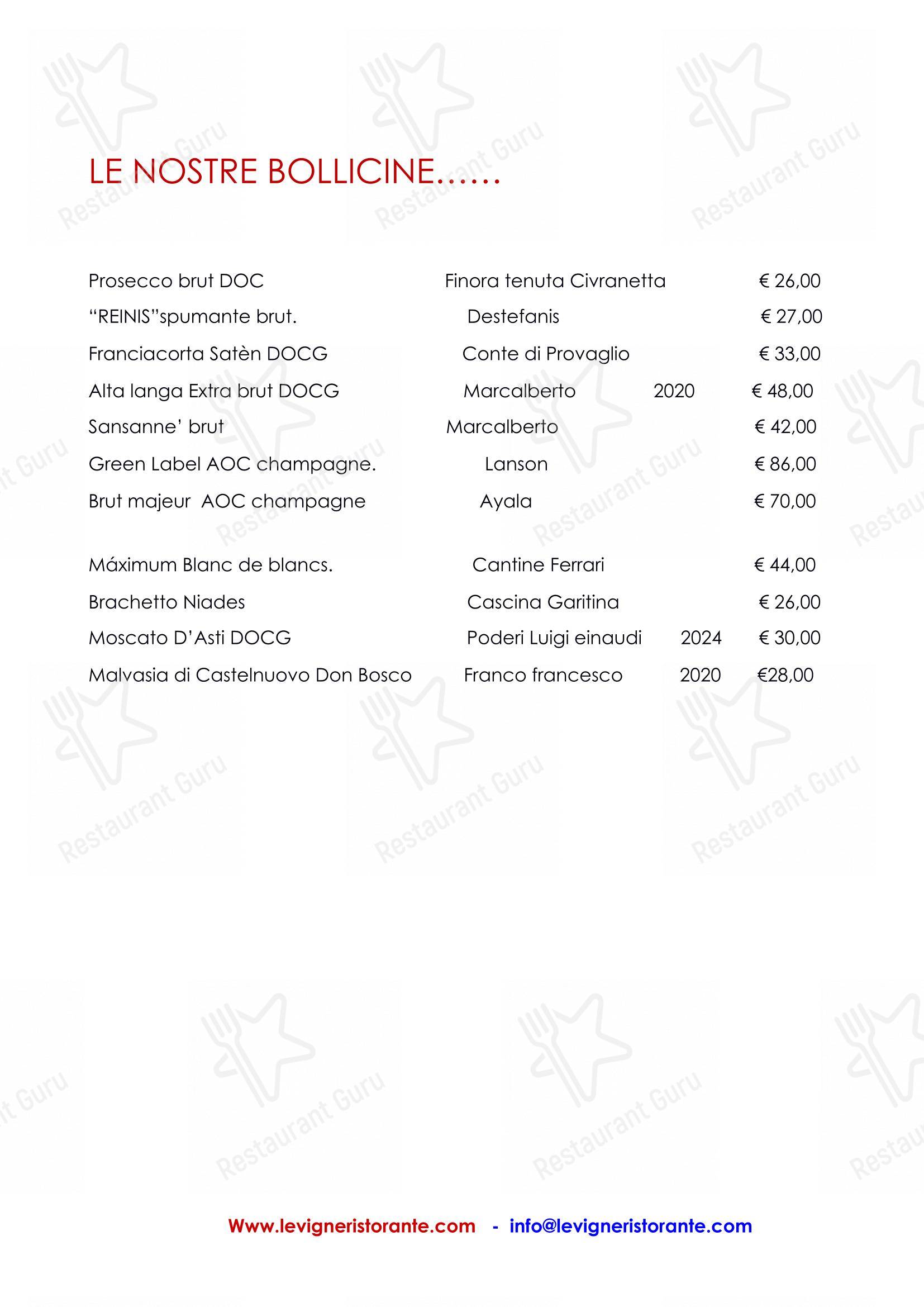 Le Vigne in Torino - Menu bar