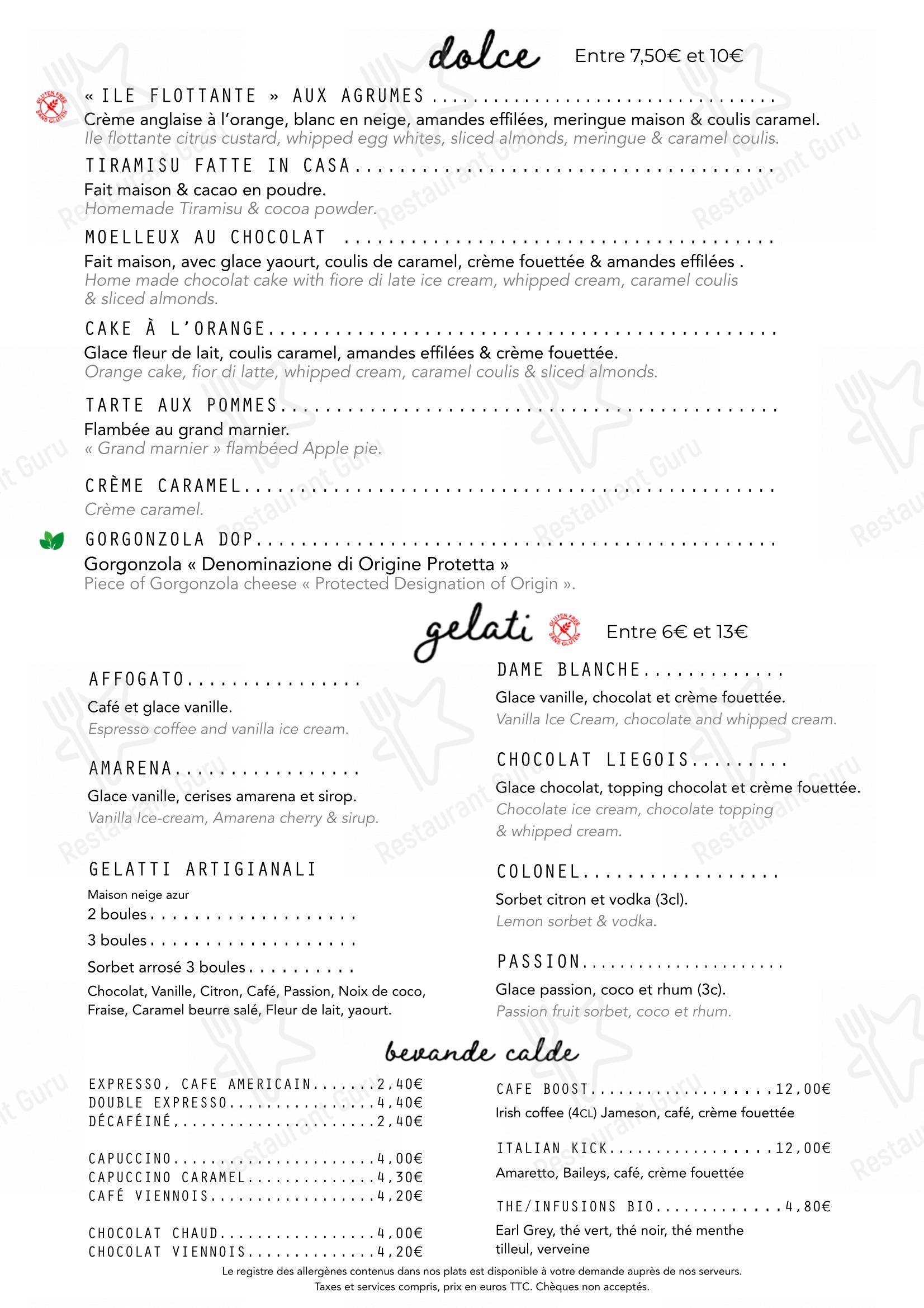 Le Virginie, Nice Riquier dans Nice - Menu bar